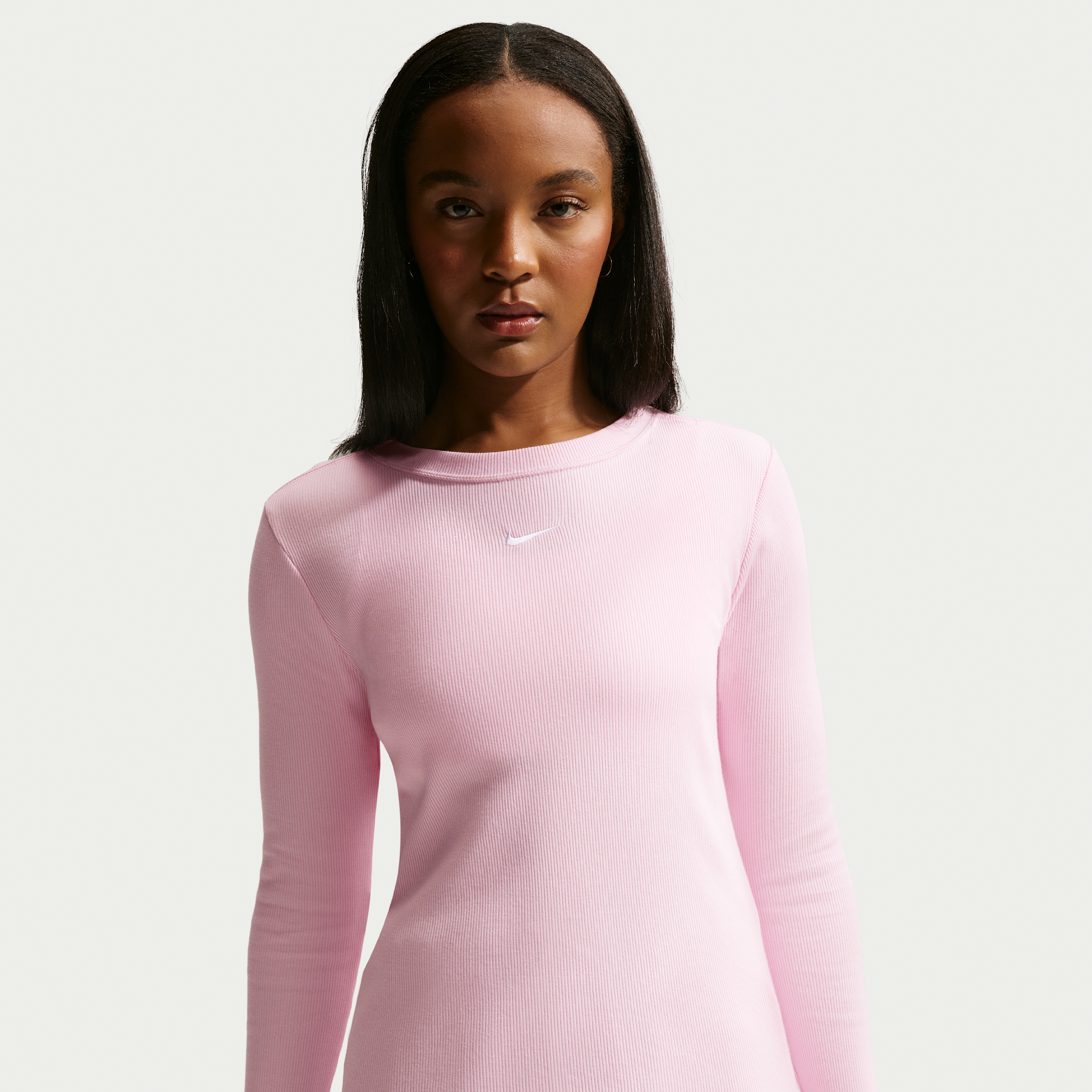 Nike Women's  Sportswear Tight Long-sleeve Ribbed T-shirt In Pink
