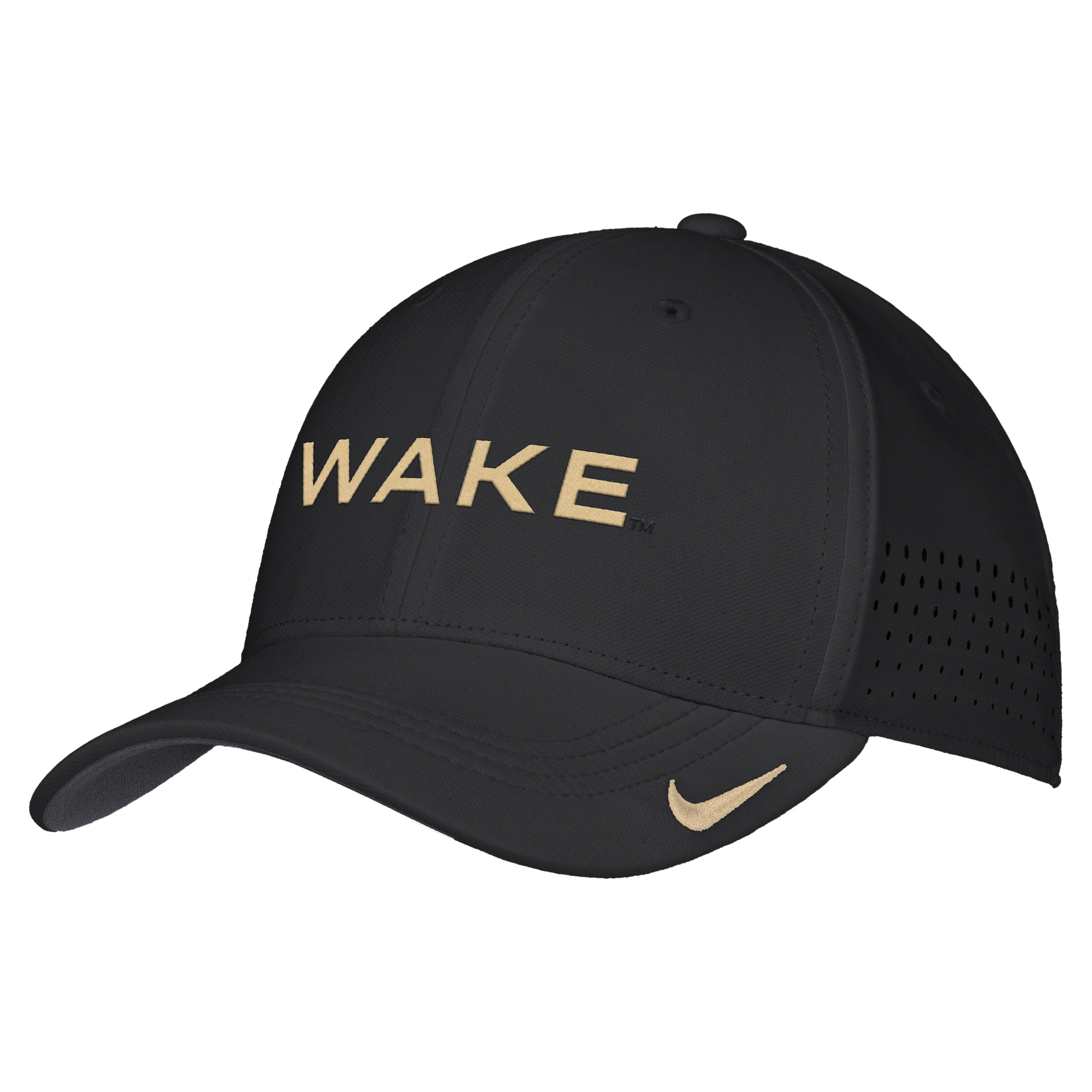 Nike Wake Forest Demon Deacons AeroBill SwooshFlex Stretch Fit Baseball Cap - Black