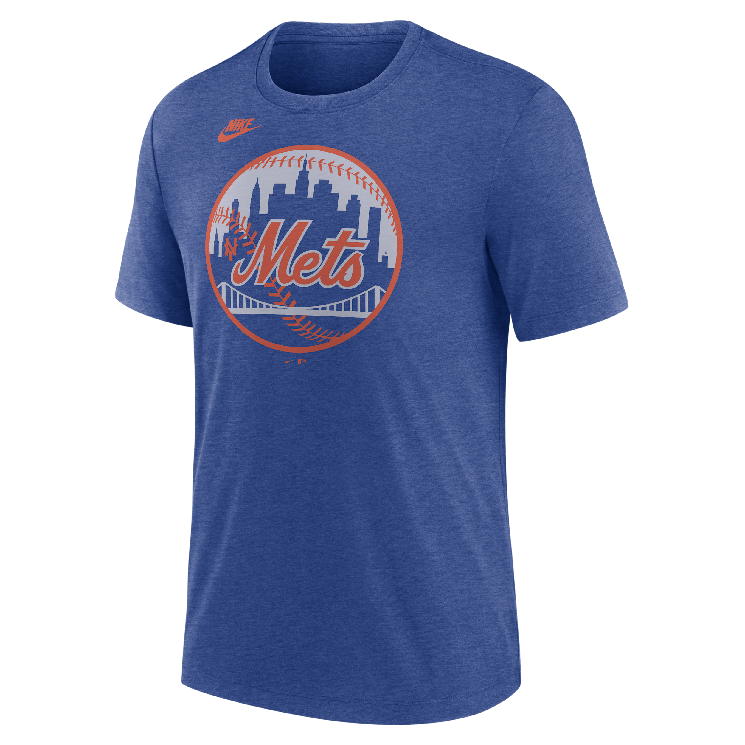 Nike Men's Heather Royal New York Mets Cooperstown Logo Tri-Blend T-Shirt - Heather Royal