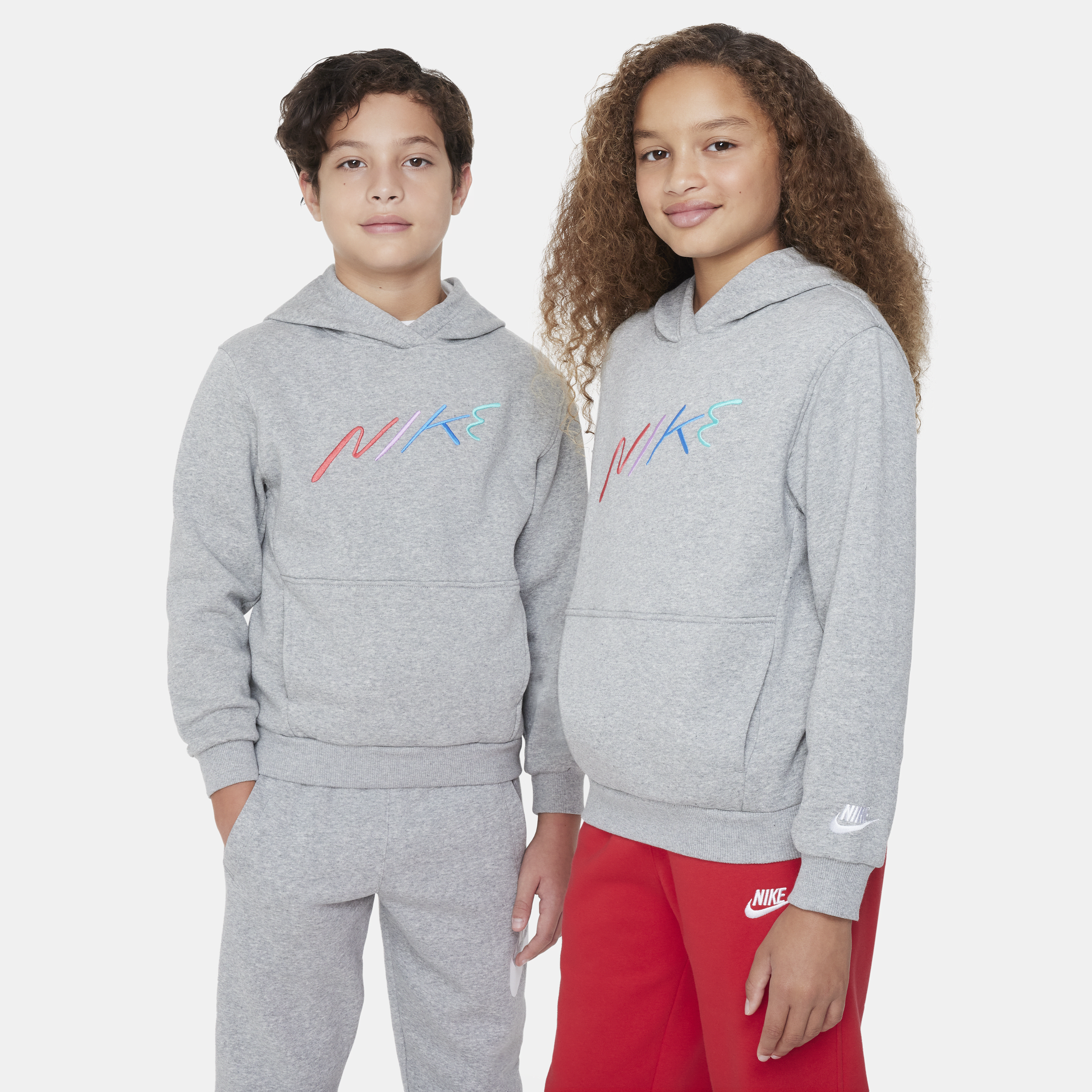 Nike Sportswear Club+ Big Kids' Pullover Hoodie In Grey