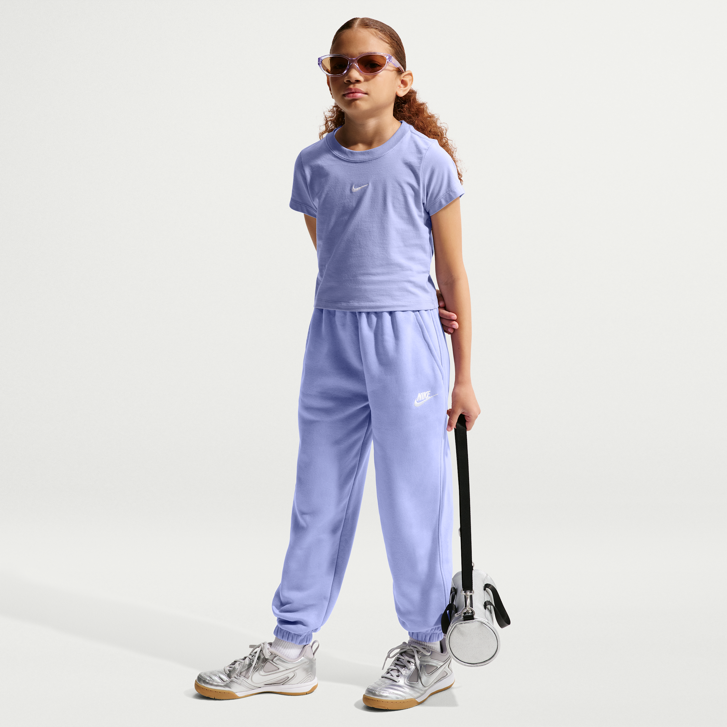 Nike Sportswear Club Fleece Big Kids' Loose Pants in Purple | FD2933-569
