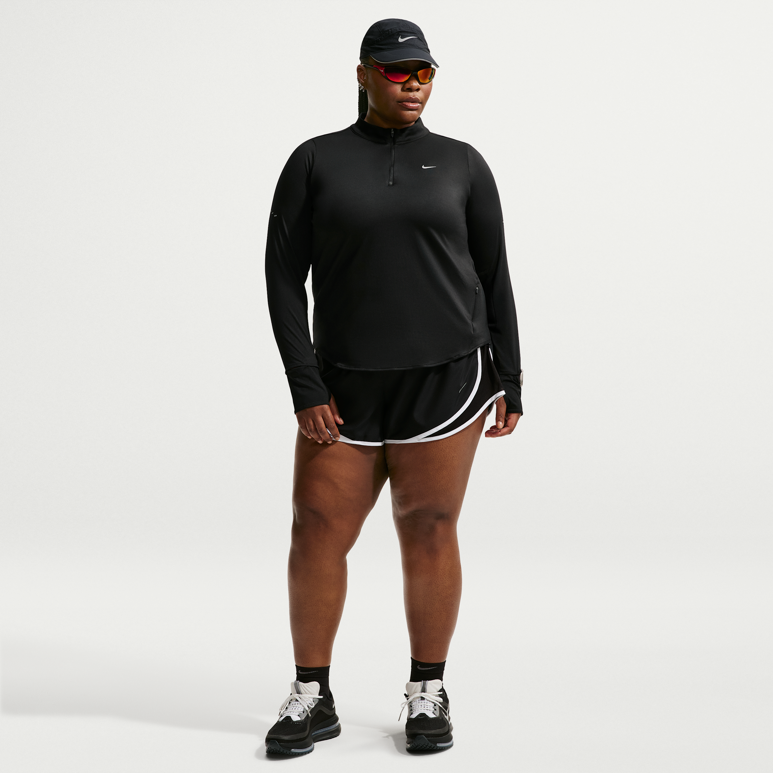 Nike Women's Tempo Dri-FIT Mid-Rise 3" Brief-Lined Running Shorts (Plus Size) in Black | HM6098-010