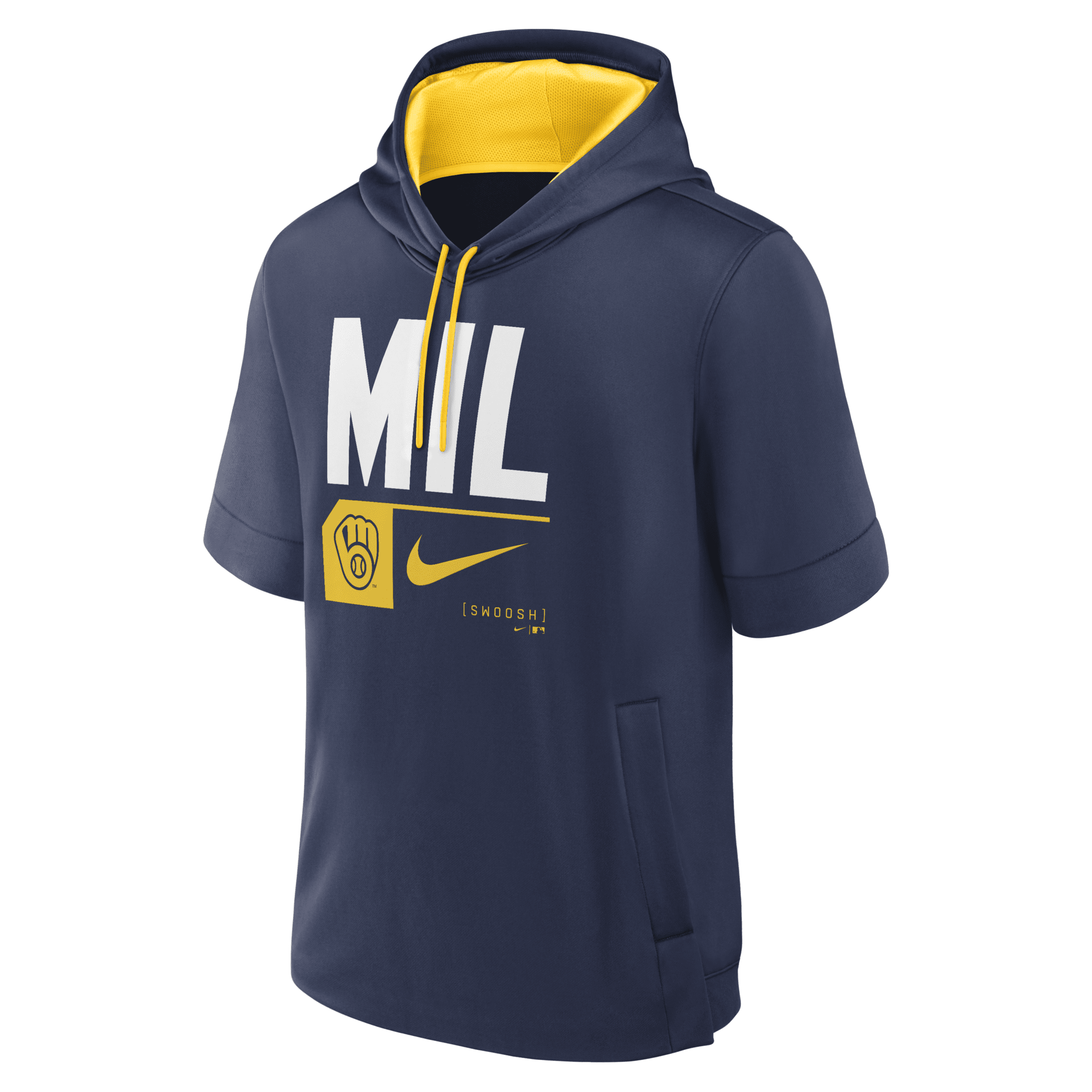 Shop Nike Milwaukee Brewers Tri Code Lockup  Men's Mlb Short-sleeve Pullover Hoodie In Blue