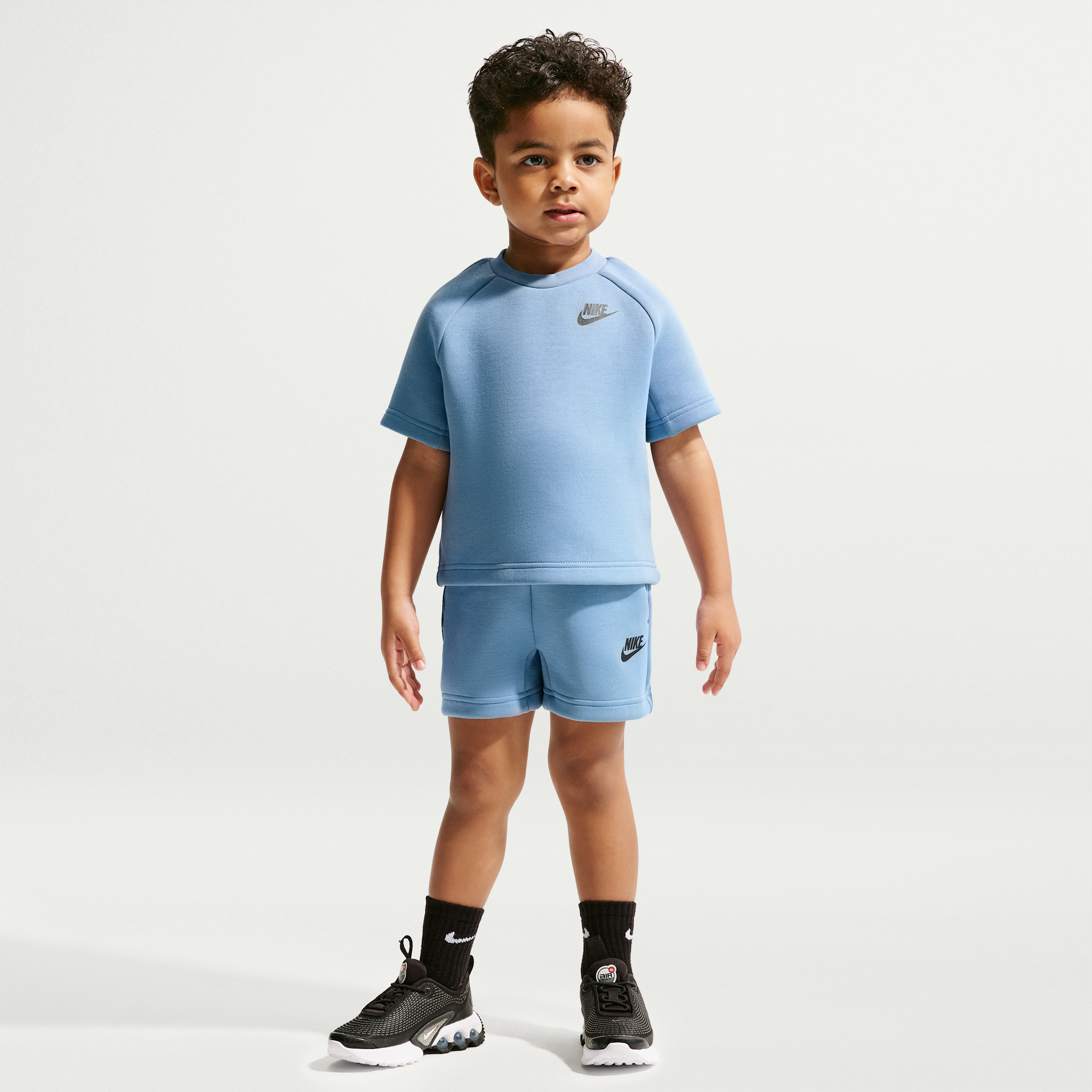 Nike Toddler Tech Fleece T-Shirt and Shorts Set in Blue | 76M879-U1T