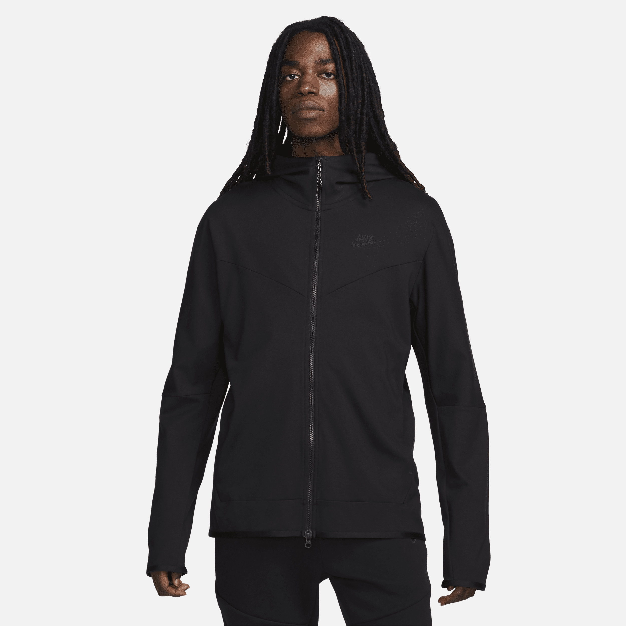 Shop Nike Men's  Sportswear Tech Fleece Lightweight Full-zip Hoodie Sweatshirt In Black