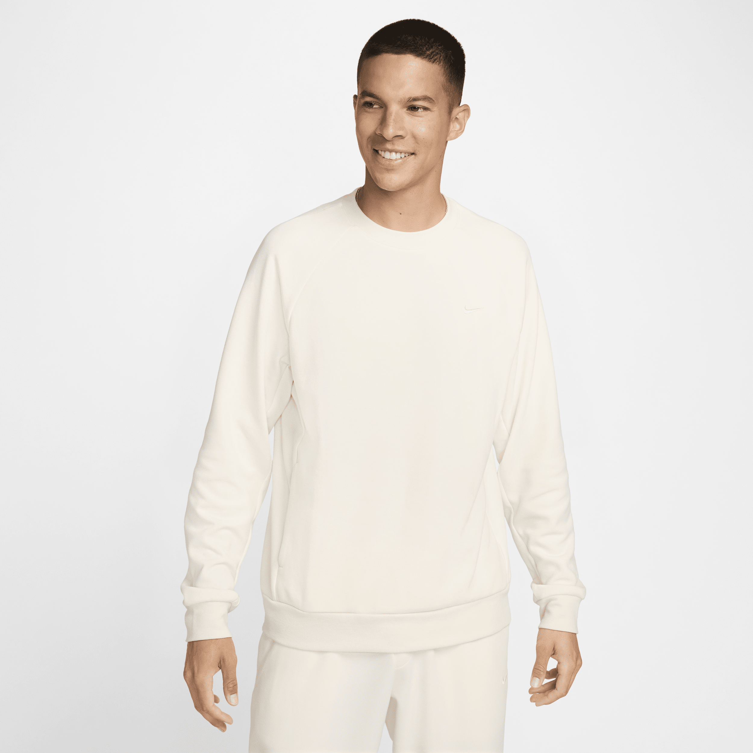 Shop Nike Men's Primary Fleece Dri-fit Uv Performance Crew In Brown