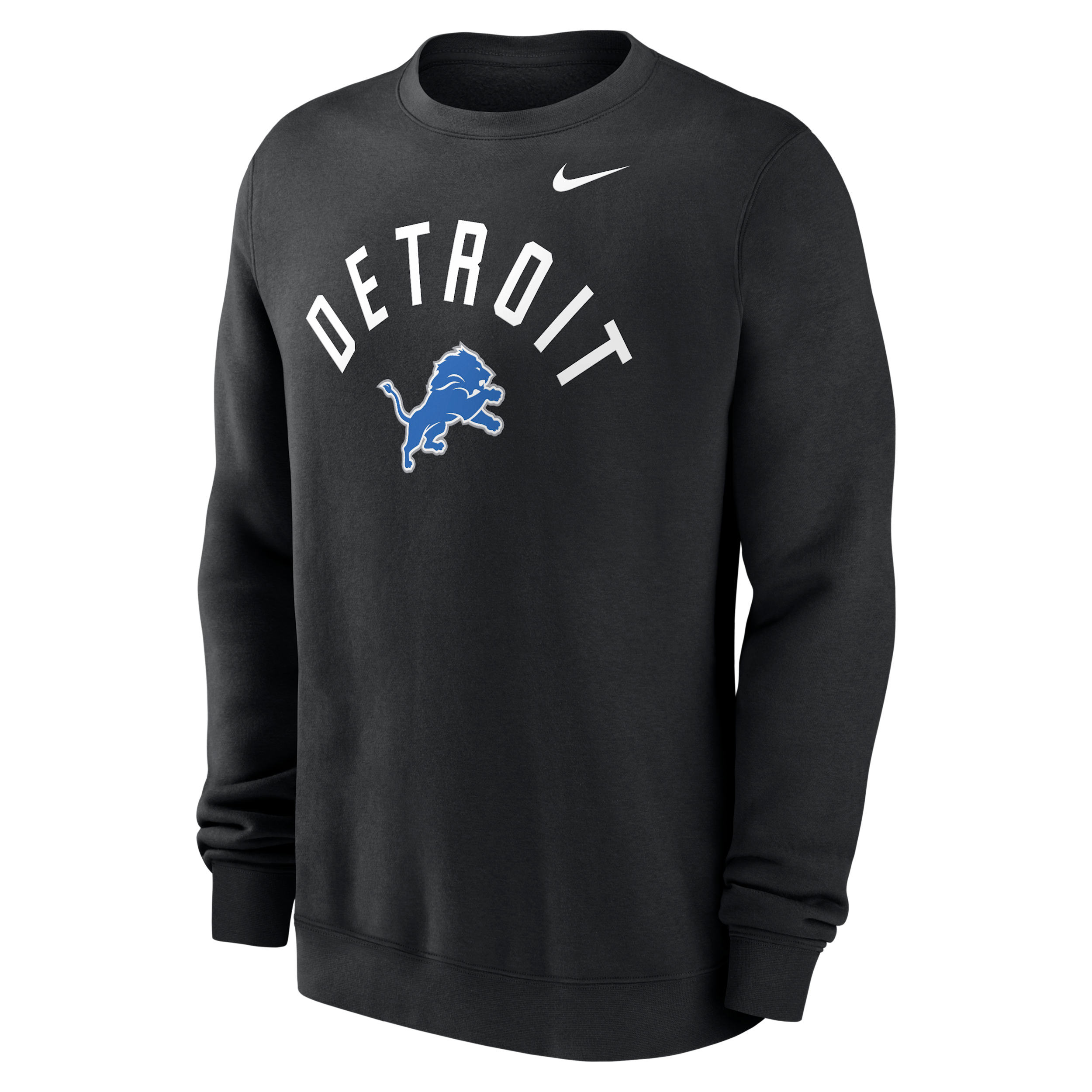 Detroit Lions Club Nike Men's NFL Pullover Crew in Black | NKPV00A9J-ANW
