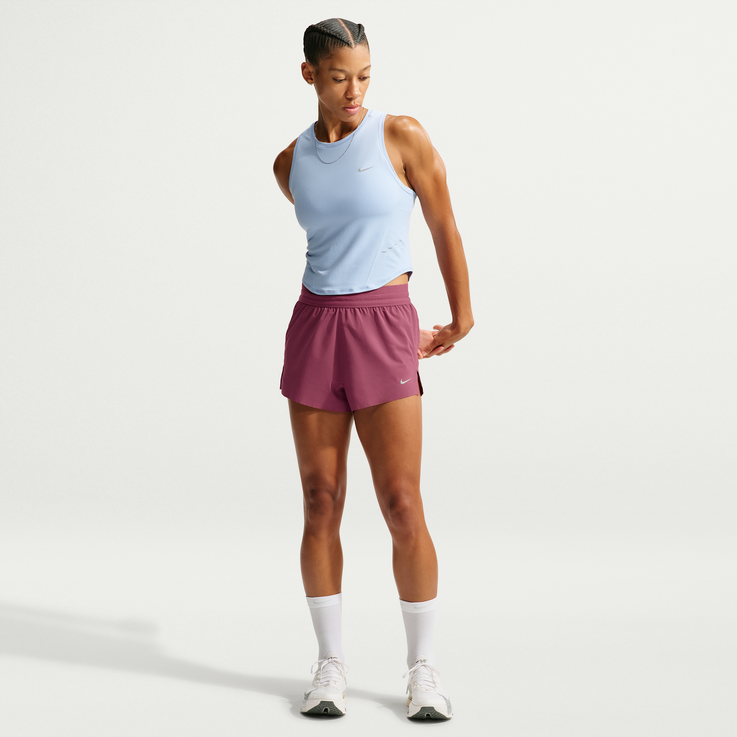 Nike Women's Swift Dri-FIT Mid-Rise 2.5" Brief-Lined Running Shorts in Red | HQ0638-654