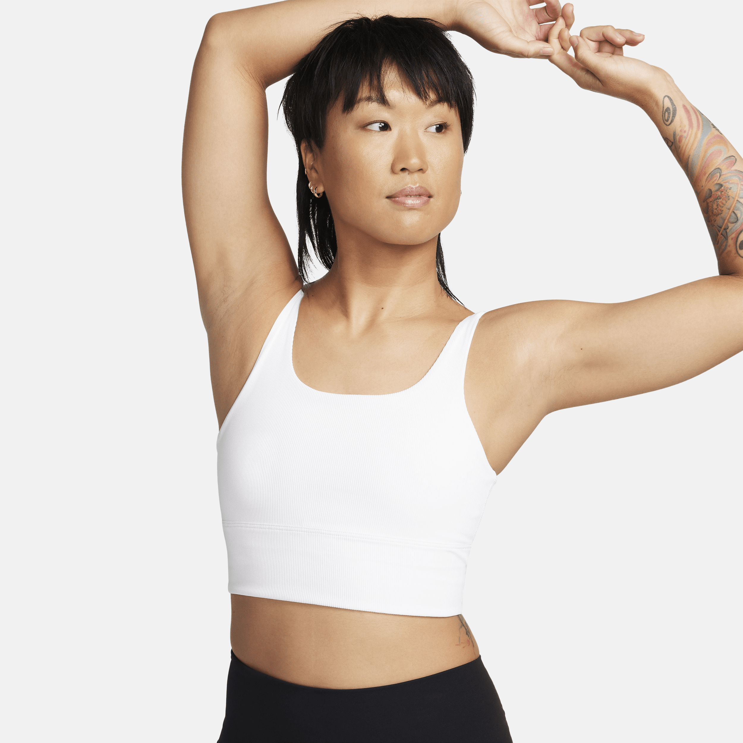 Shop Nike Women's Zenvy Rib Light-support Non-padded Longline Sports Bra In White