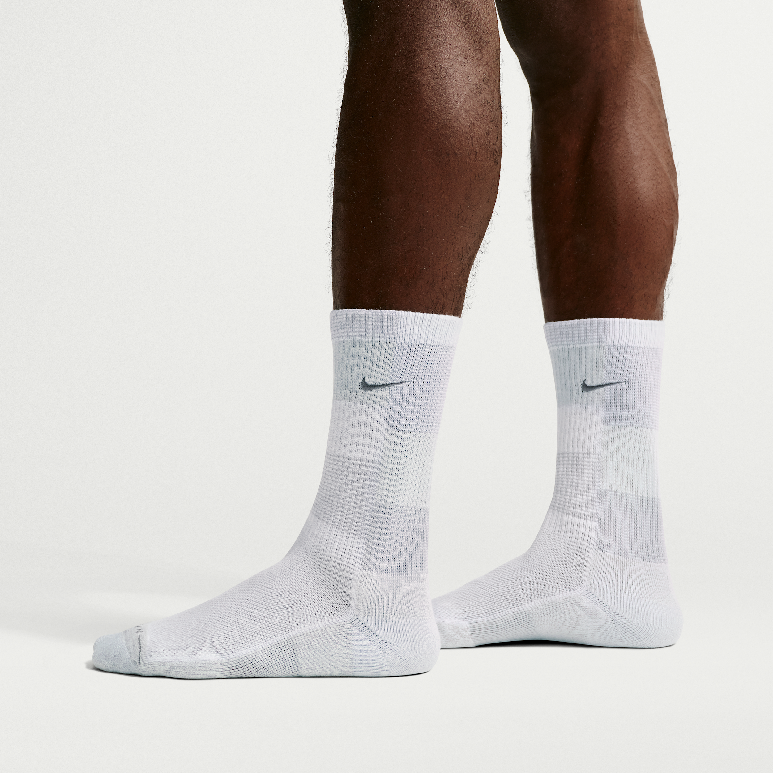 Nike Elevated Everyday Crew Socks, Men's, Medium, White/Photon Dust/Smoke Grey