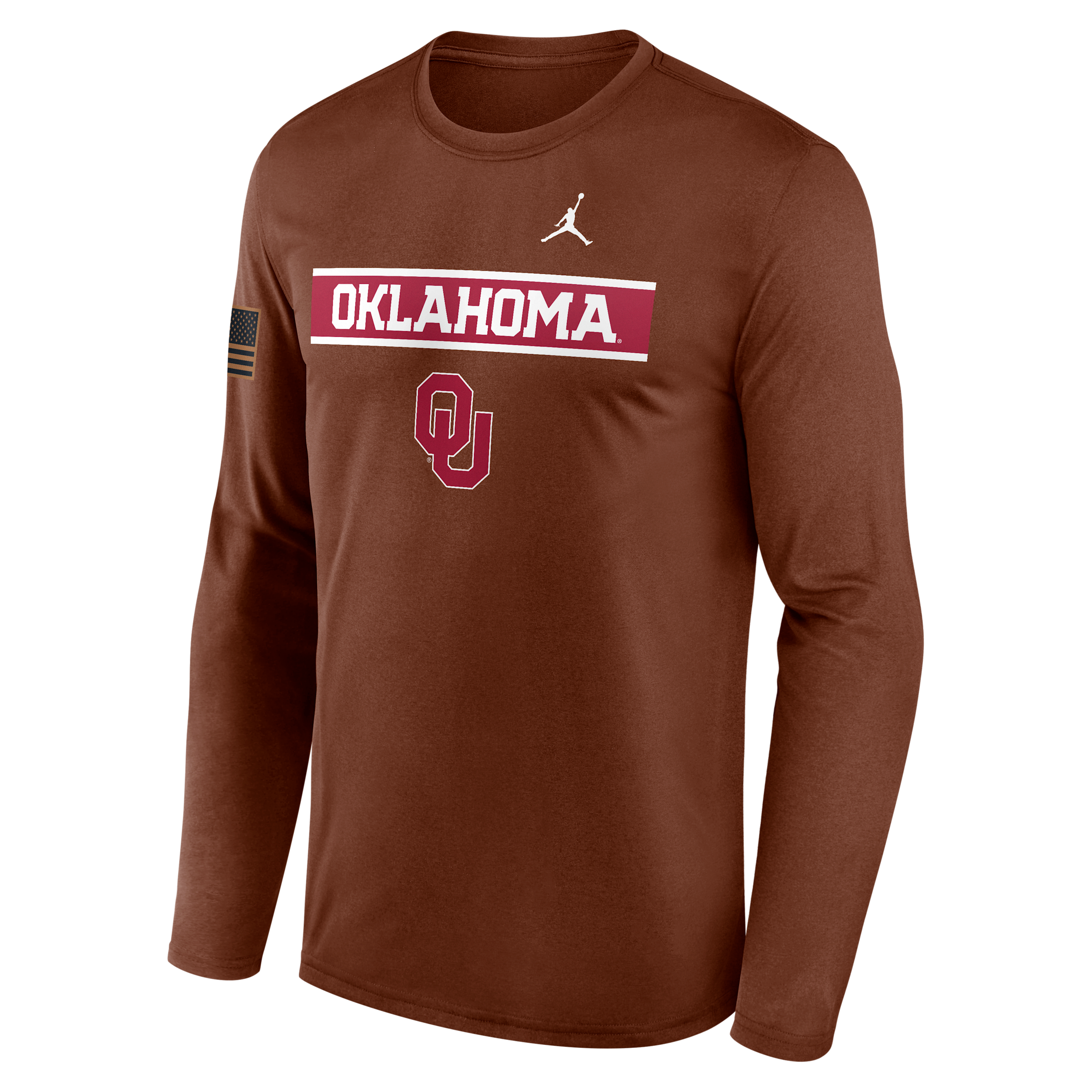 Nike Men's Oklahoma 2026 Military Appreciation Legend Jordan Brand Dri-FIT College Long-Sleeve T-Shirt in Brown | 0JTJ2GYOKN-VZG