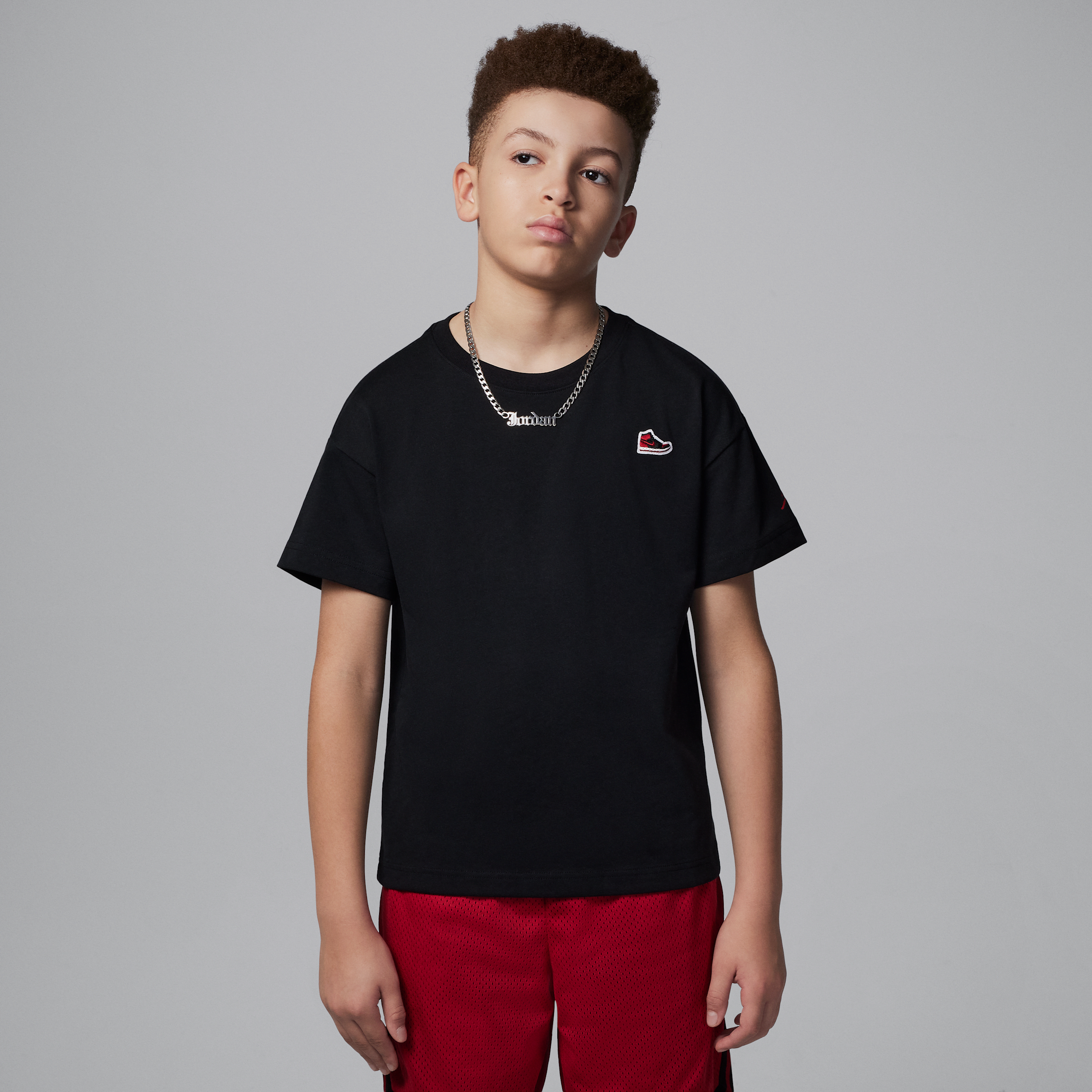Jordan Air 1 Big Kids' Patch T-shirt In Black