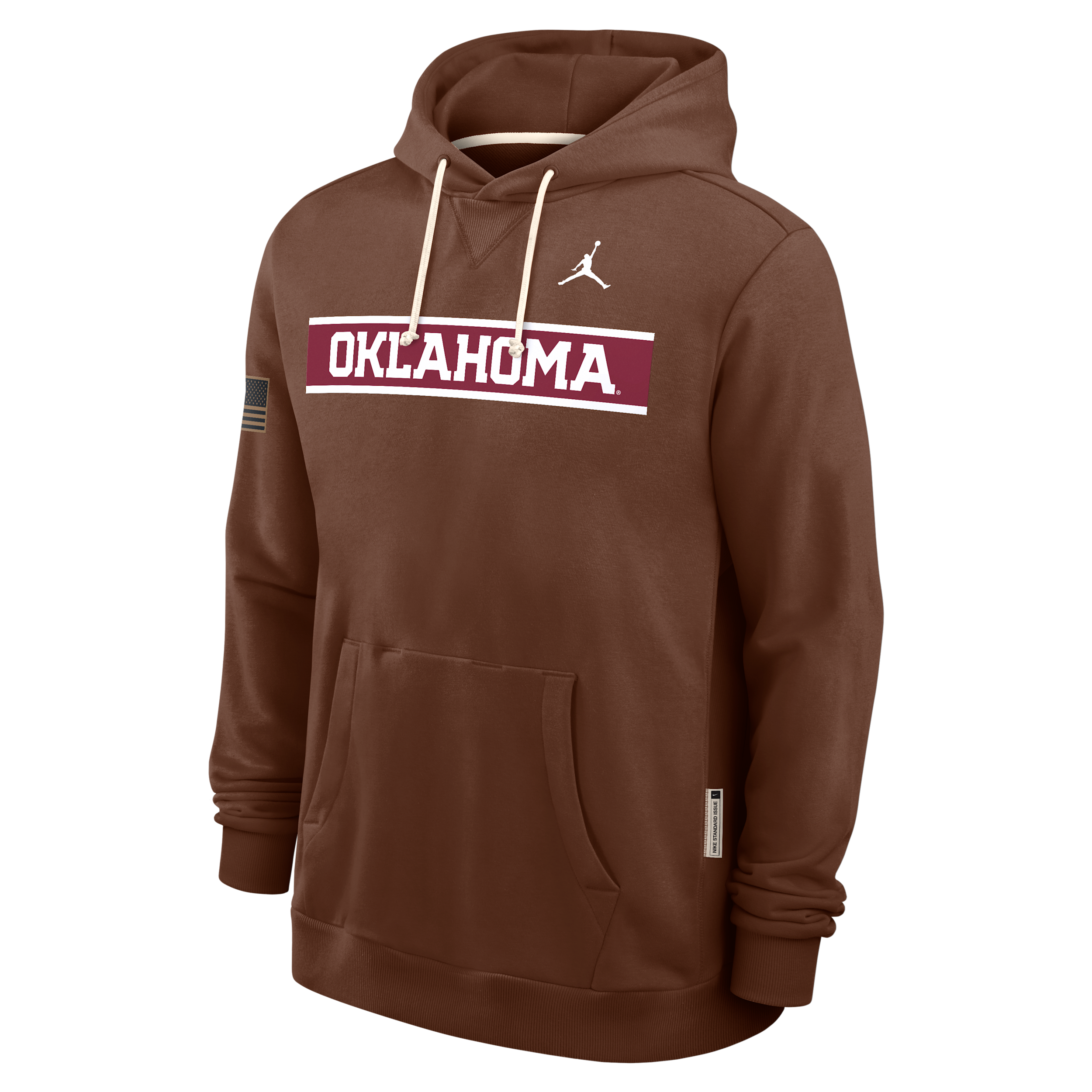 Men's Oklahoma 2026 Military Appreciation Standard Issue Jordan Brand Dri-FIT College Pullover Hoodie in Brown | 0JAZ2GYOKN-4EB