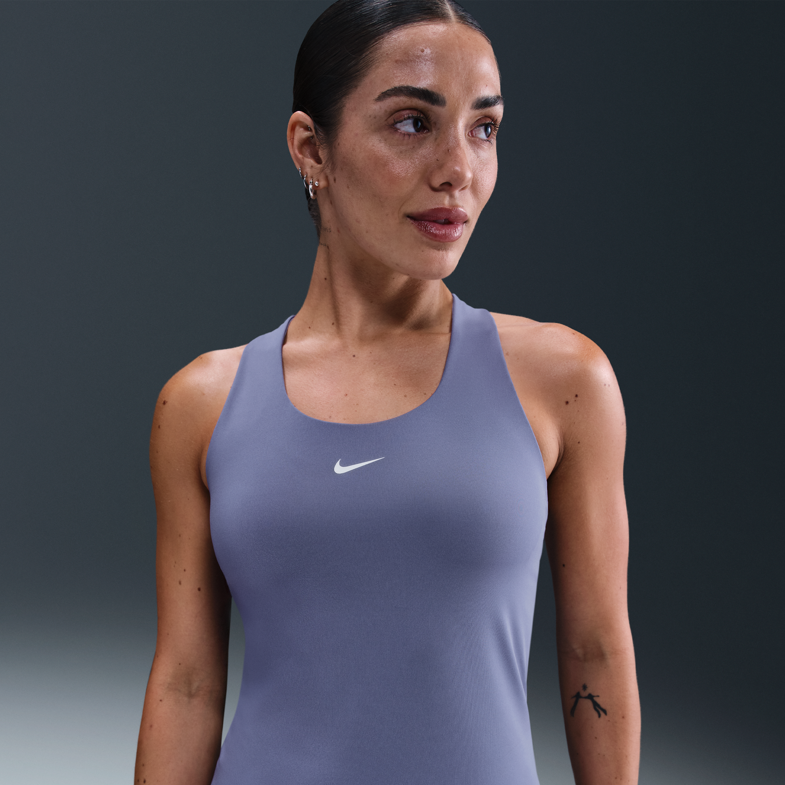 Nike Women's Swoosh Medium-support Padded Sports Bra Tank Top In Blue