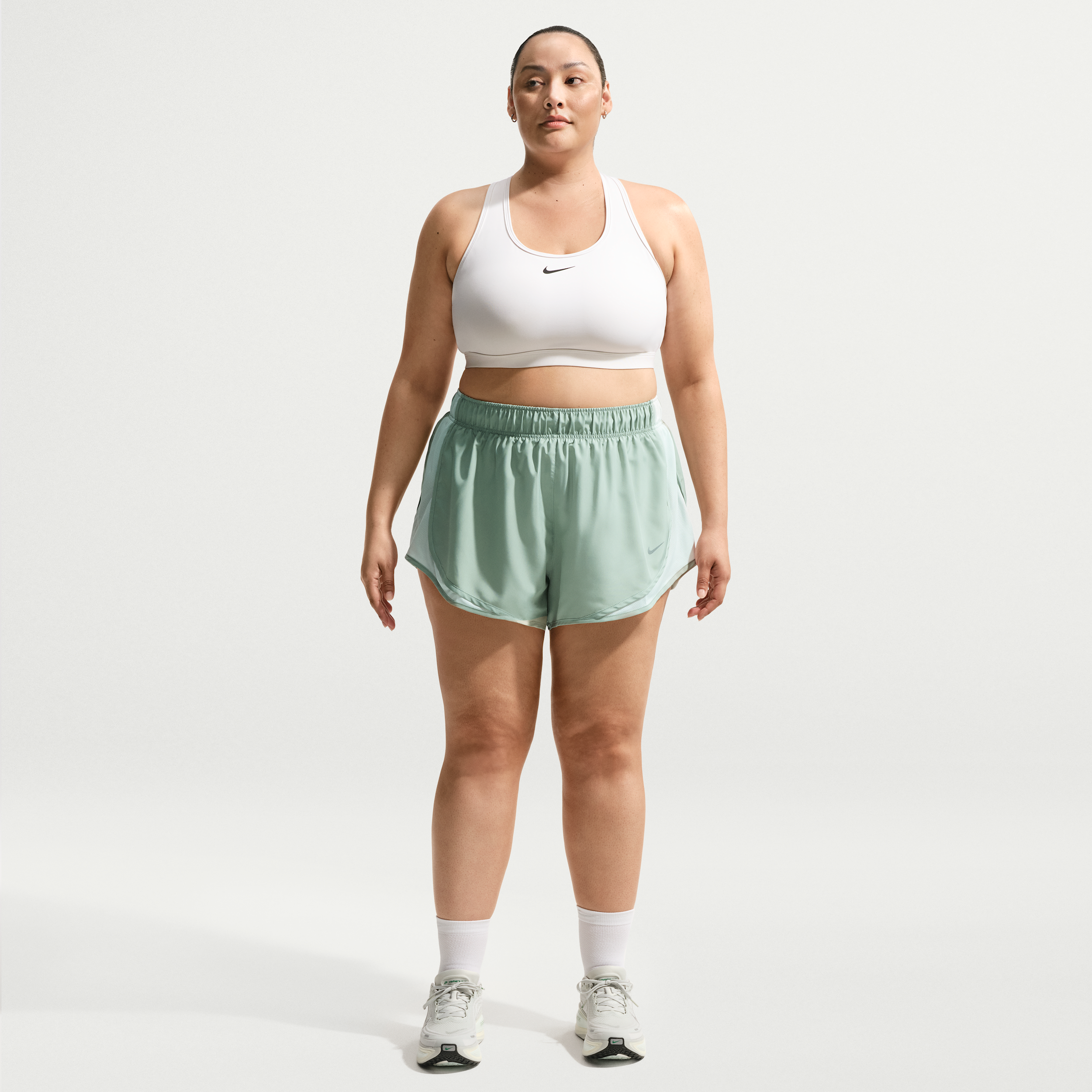 Nike Women's Tempo Dri-FIT Mid-Rise 3" Brief-Lined Running Shorts (Plus Size) in Green | HM6098-007