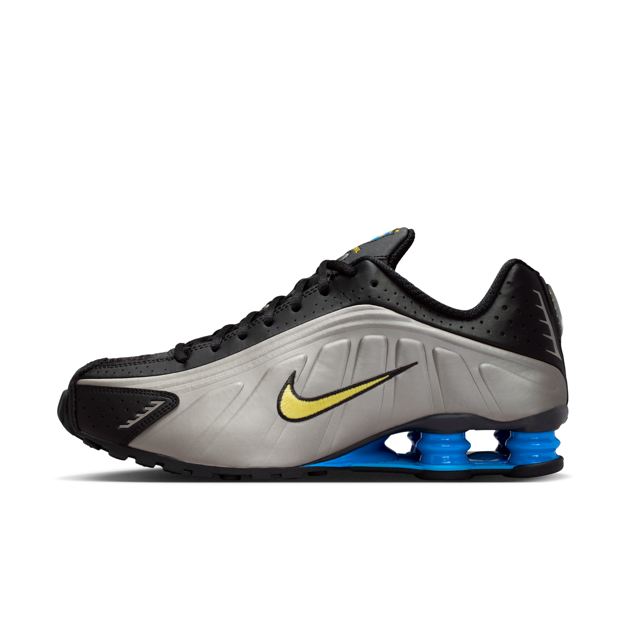Nike Mens Shox R4 Brazil - Running Shoes - Silver / Black / Blue Size 13.0