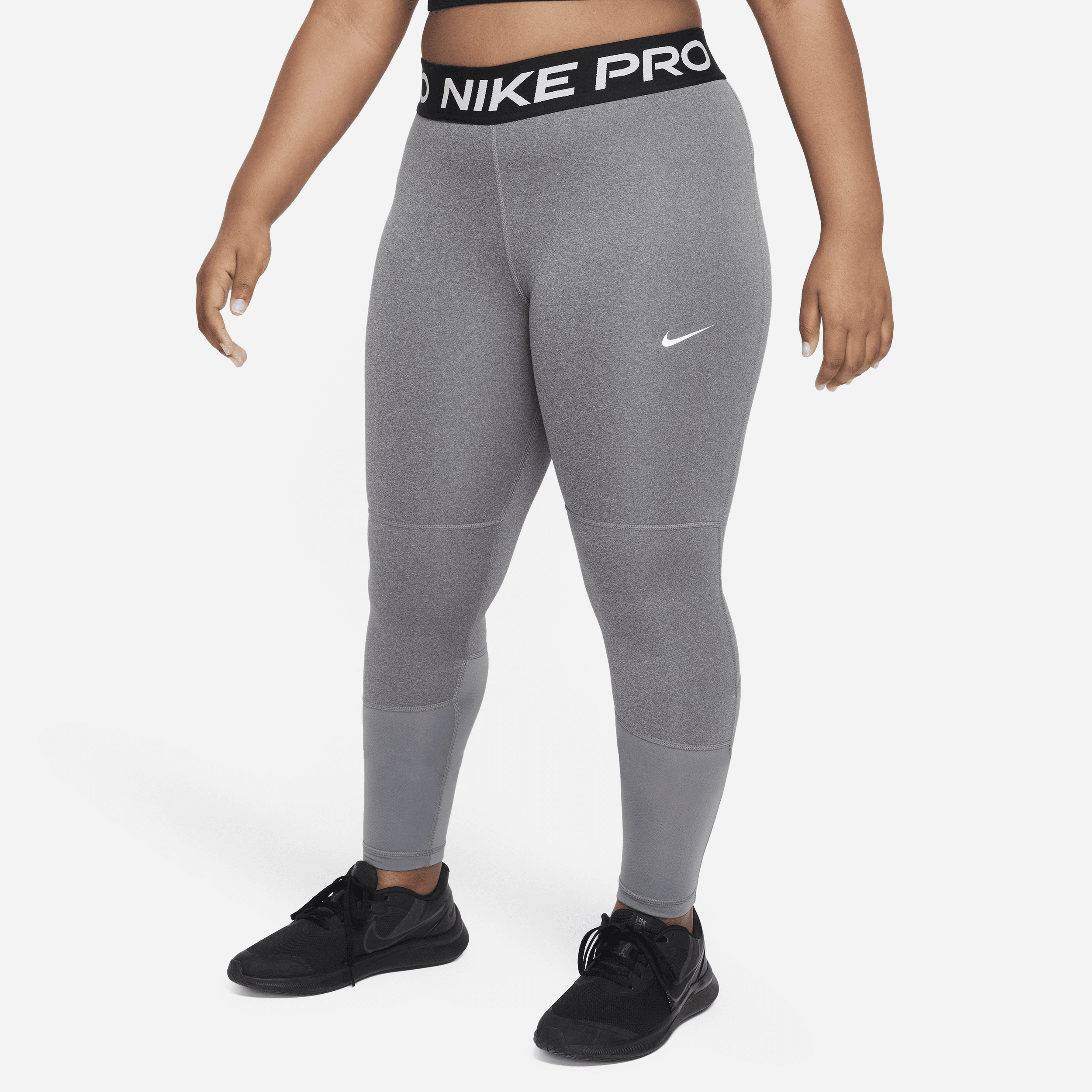 Nike Pro Dri-fit Big Kids' (girls') Leggings (extended Size) In Grey