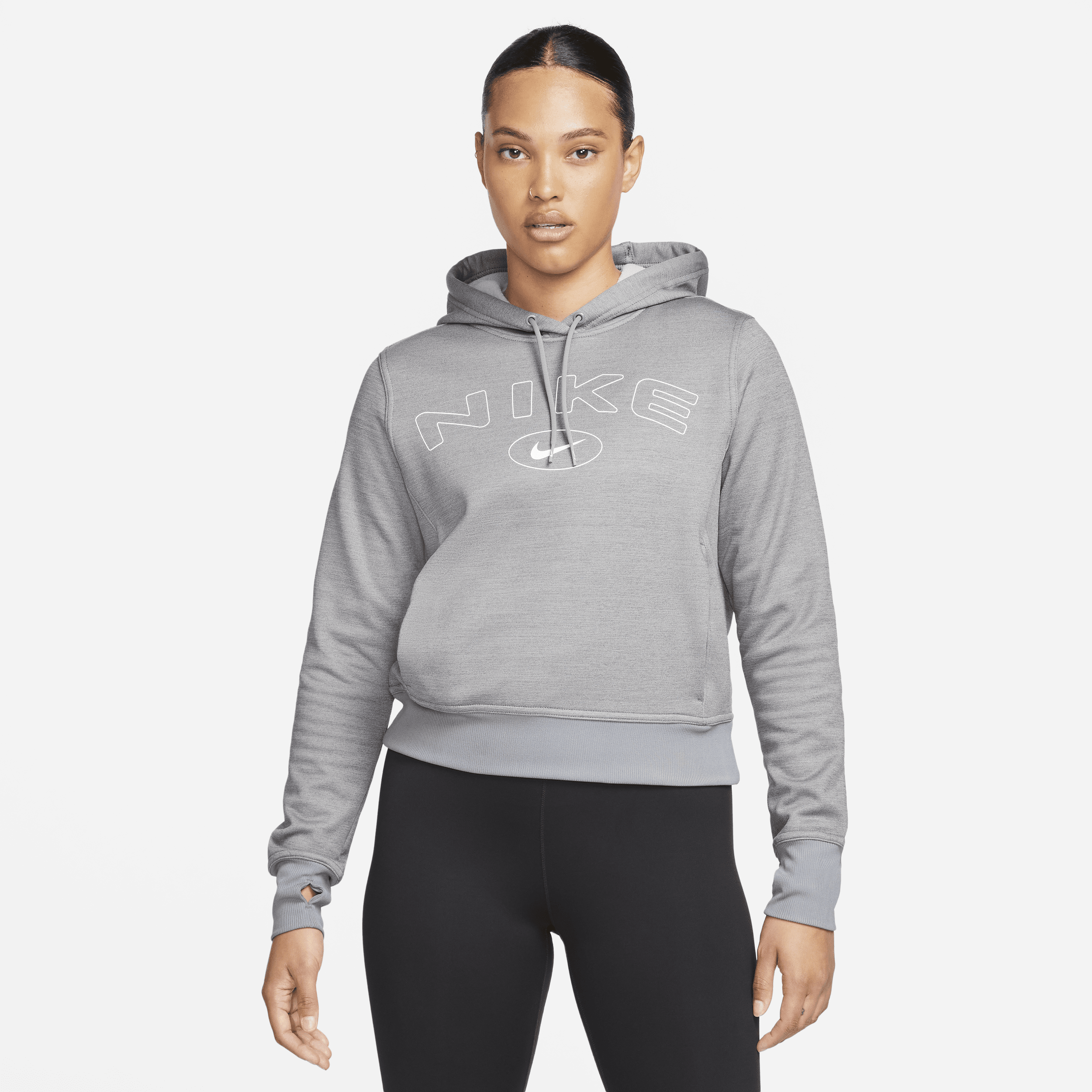Nike Women's Therma-fit One Pullover Graphic Hoodie In Grey