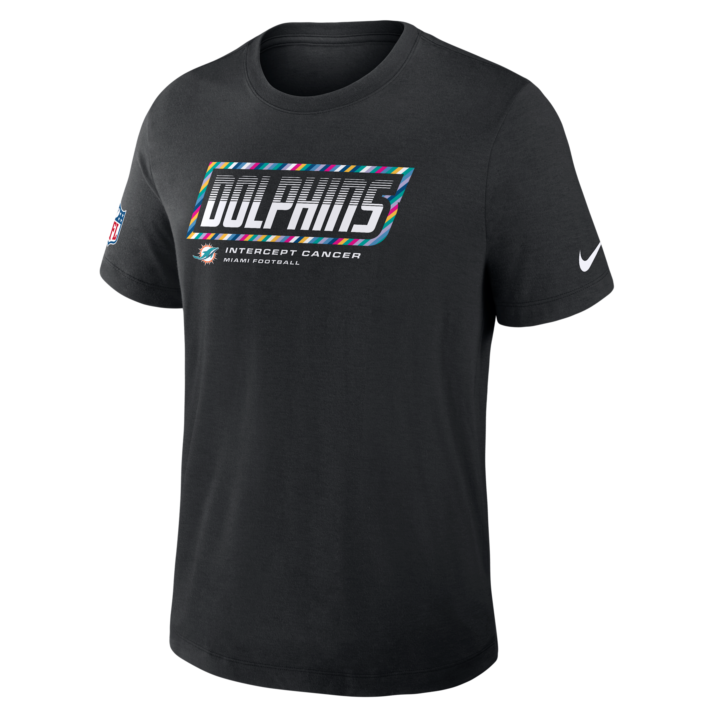 Miami Dolphins Crucial Catch Sideline Nike Men's Dri-FIT NFL T-Shirt in Black | 034J00AZUJ-F9R
