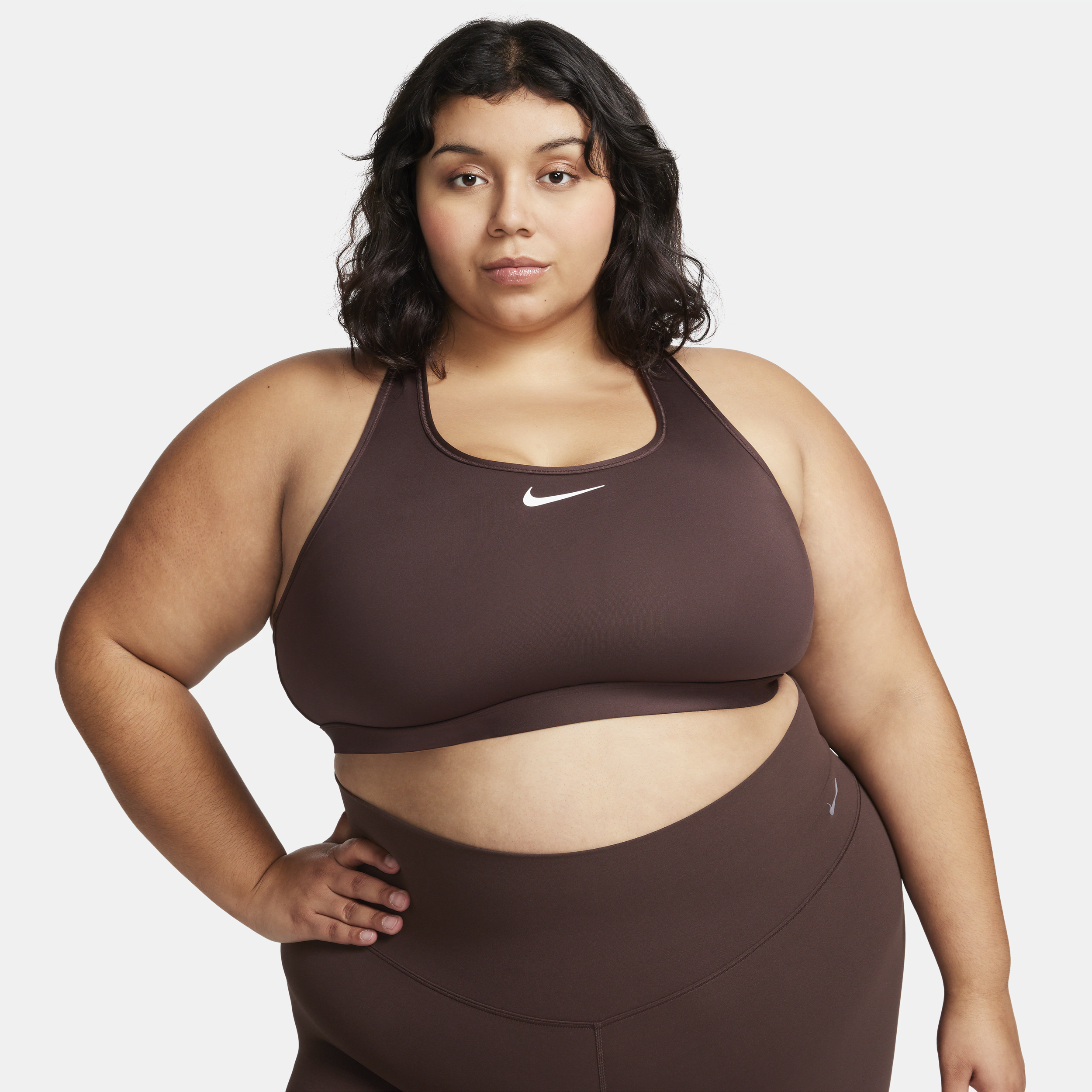 Nike Women's Swoosh Medium Support Padded Sports Bra (plus Size) In Brown