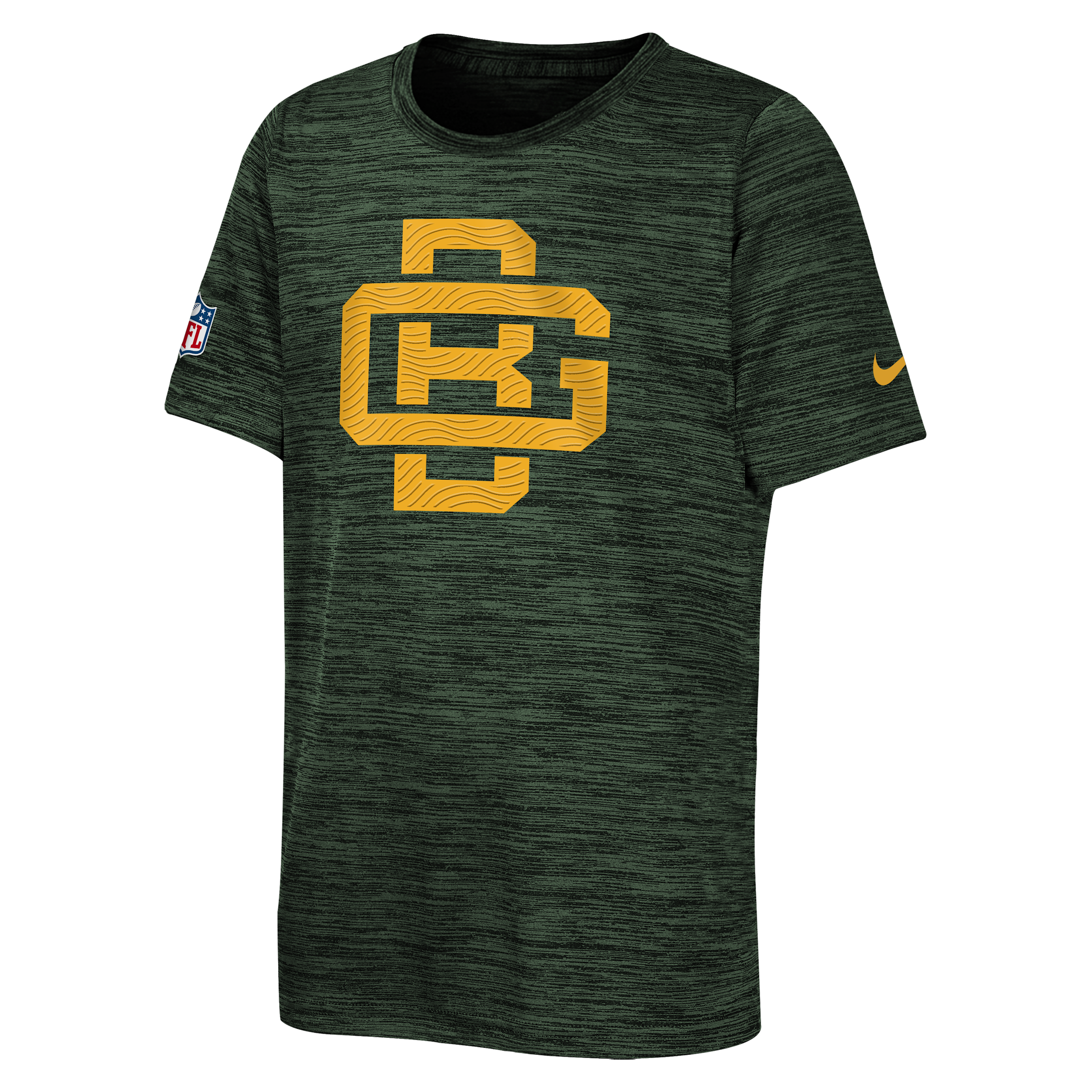 Green Bay Packers Rivalries Collection Sideline Velocity Big Kids' Nike Dri-FIT NFL T-Shirt in Brown | Z1B7NFSQPCK-000