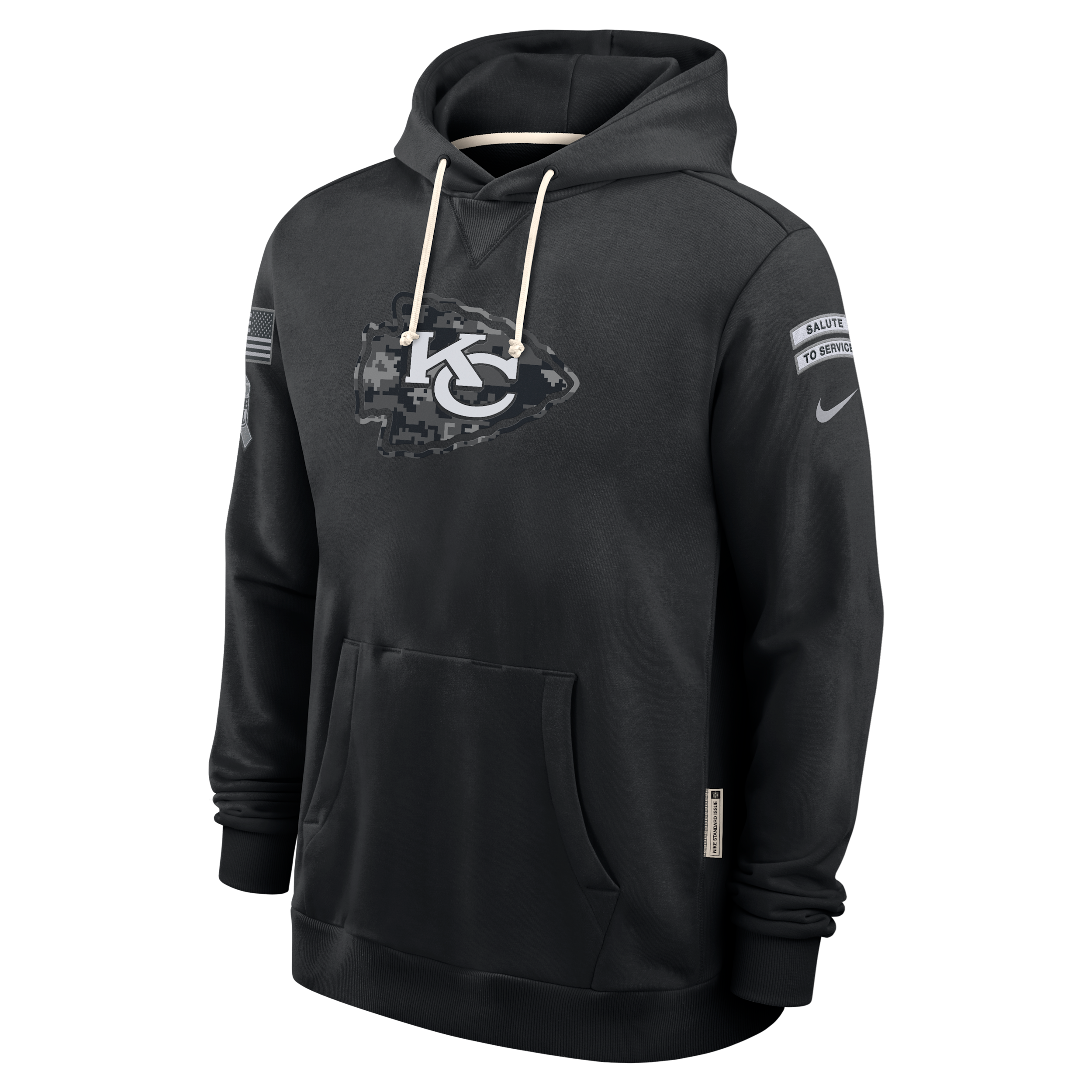 Kansas City Chiefs Salute to Service Sideline Nike Men's Dri-FIT NFL Pullover Hoodie in Black | 03AZ00AA2G-CYB