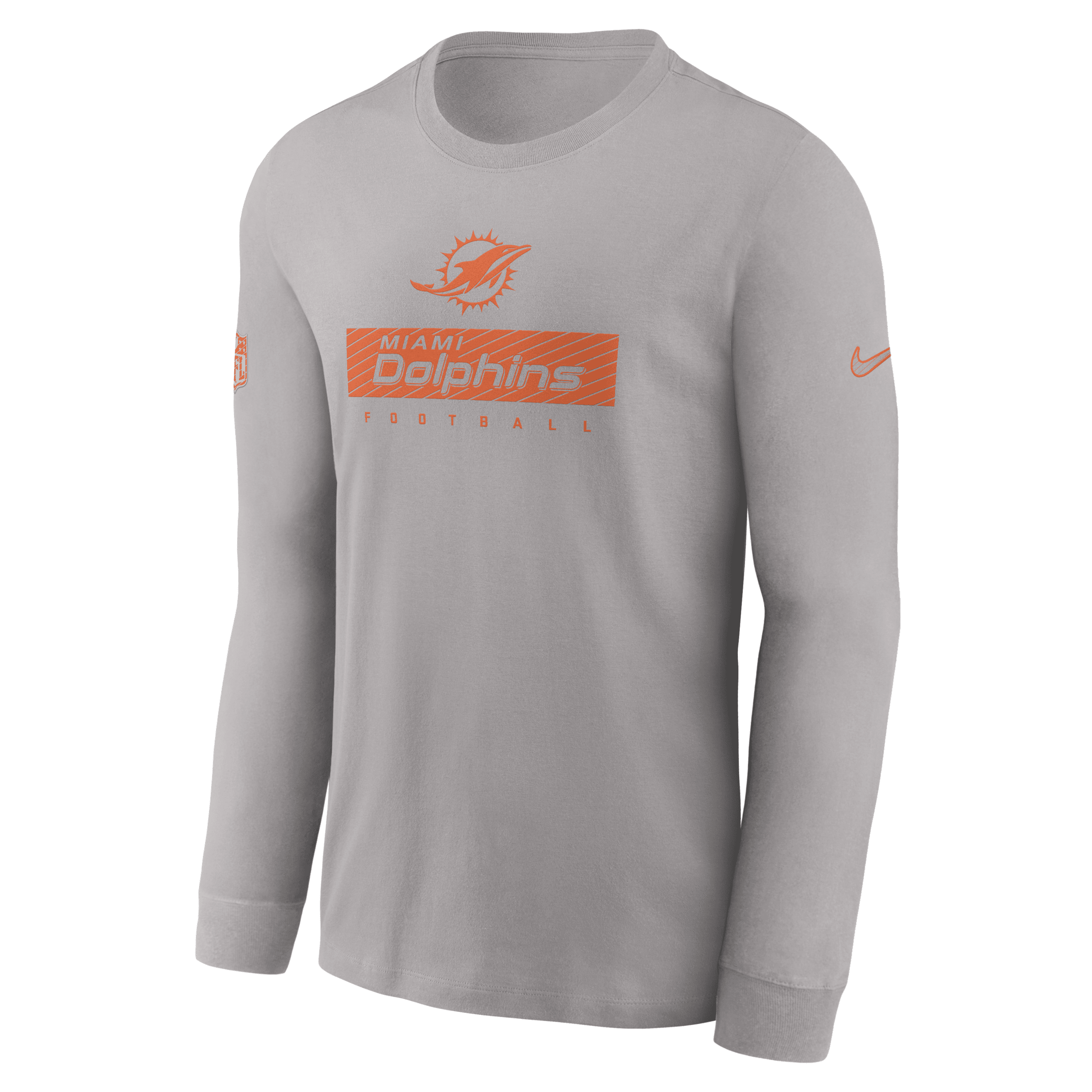 Nike Miami Dolphins Sideline Team Issue Men's Dri-fit Nfl Long-sleeve T-shirt In Grey