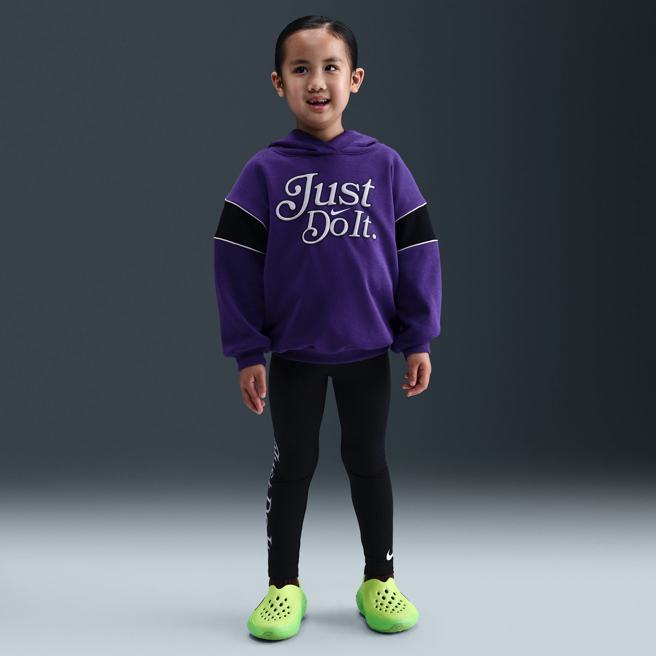 Nike Varsity Prep Little Kids' Pullover Hoodie And Leggings Set In Purple