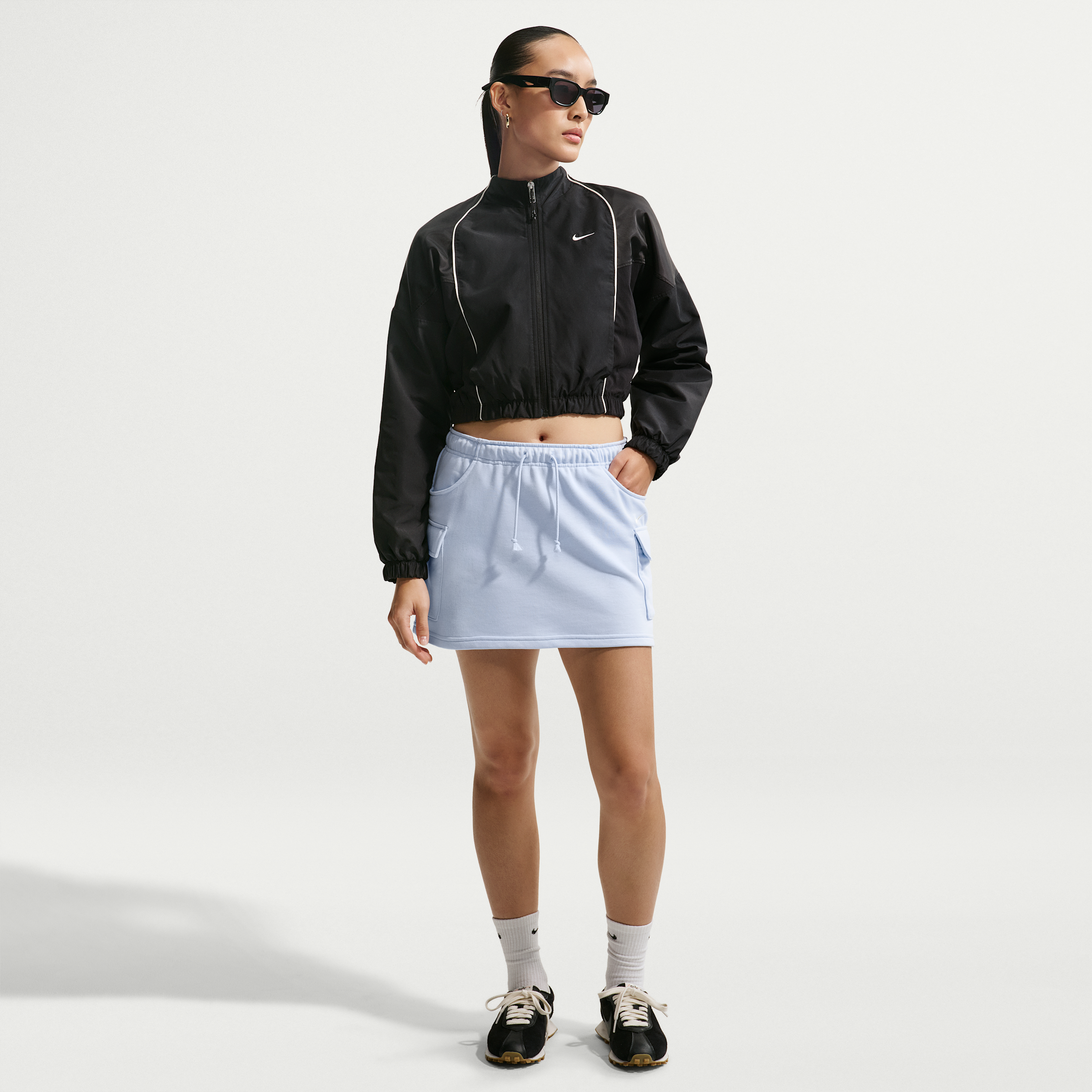 Women's Nike Sportswear Phoenix Fleece Mid-Rise Cargo Miniskirt in Blue | IU7872-407