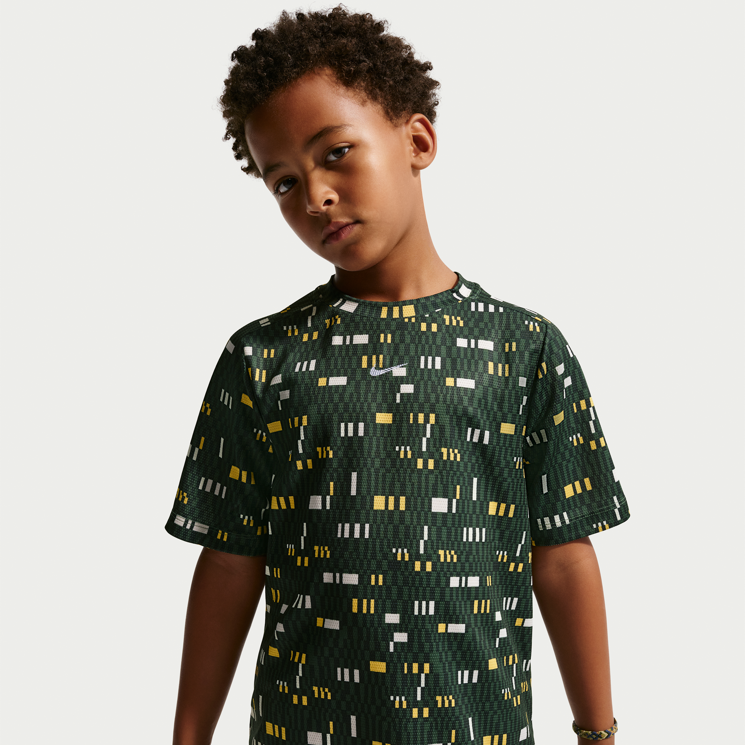 Nike Multi Big Kids' (Boys') Dri-FIT Short-Sleeve Top in Green | HV0204-323