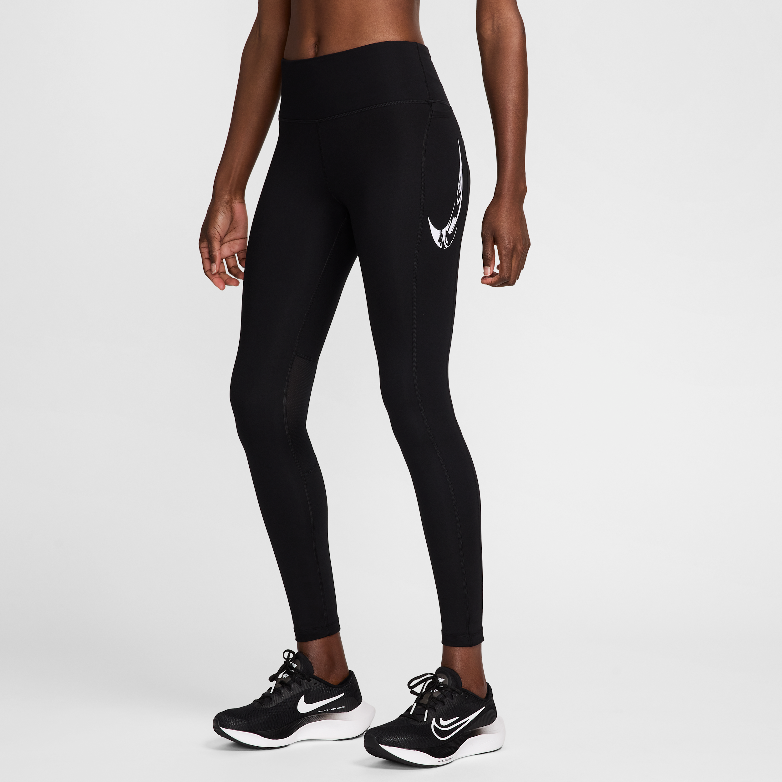 Nike Women's Fast Mid-rise 7/8 Running Leggings With Pockets In Black