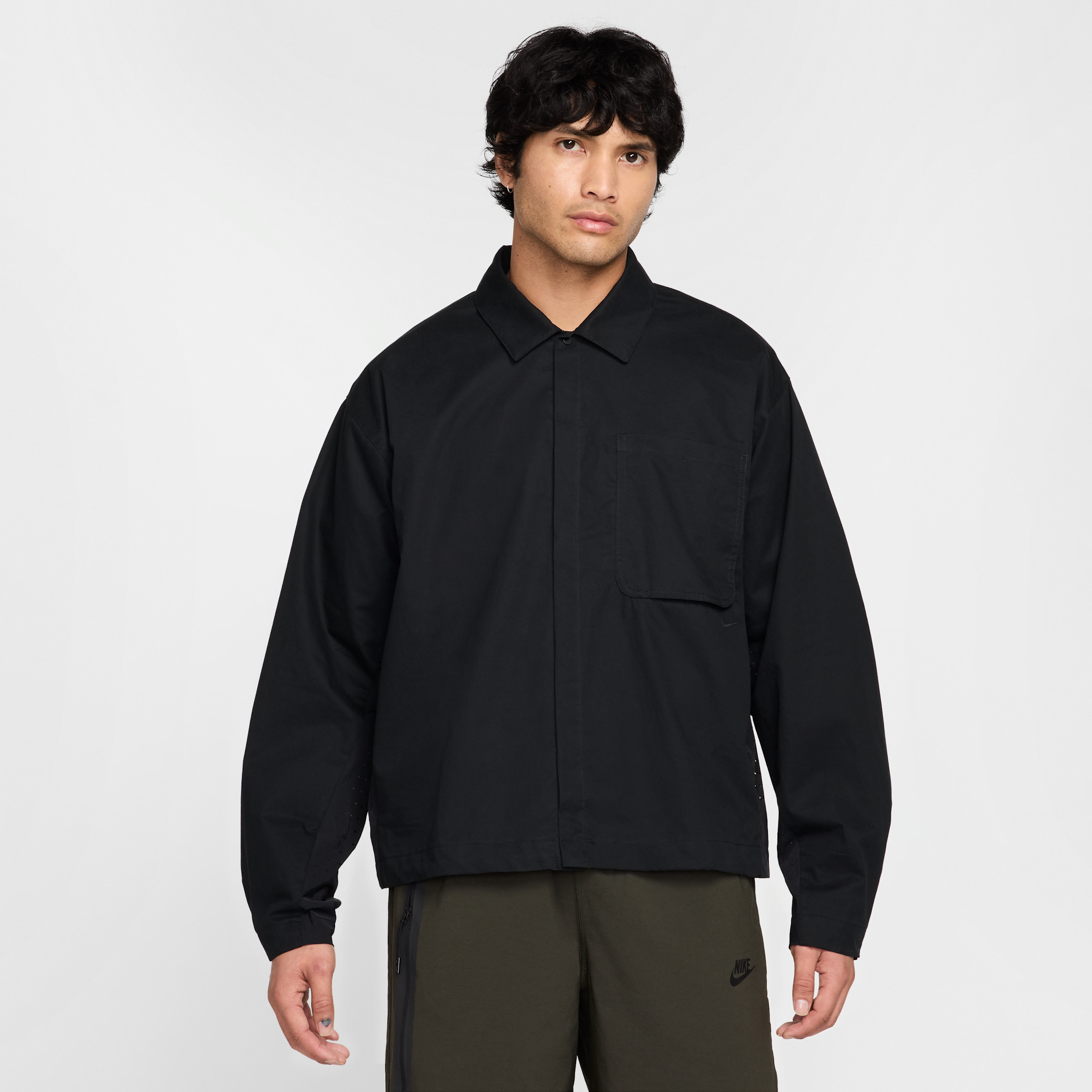 Nike Men's  Sportswear Tech Button-down Top In Black