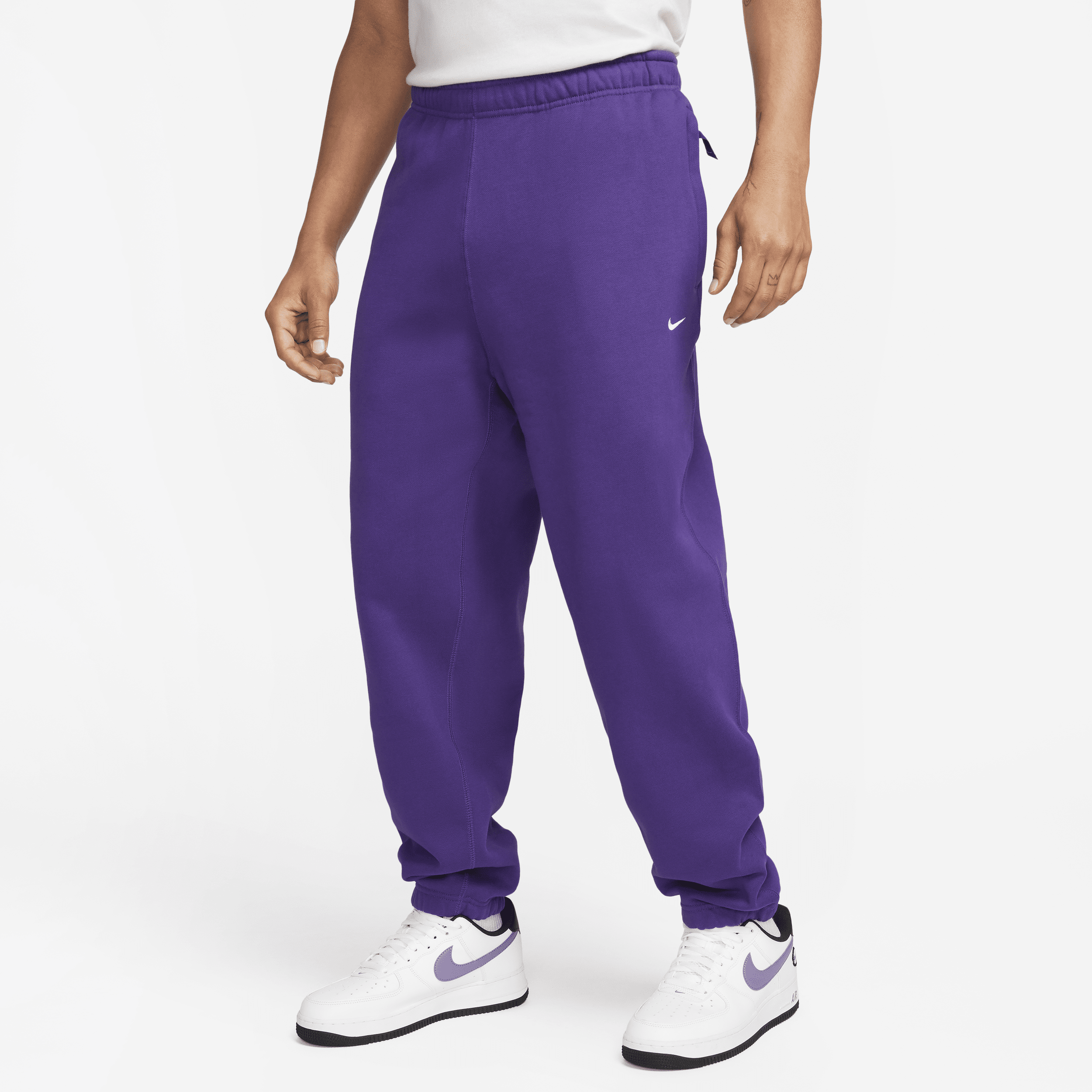 Nike Men's Solo Swoosh Fleece Pants In Purple