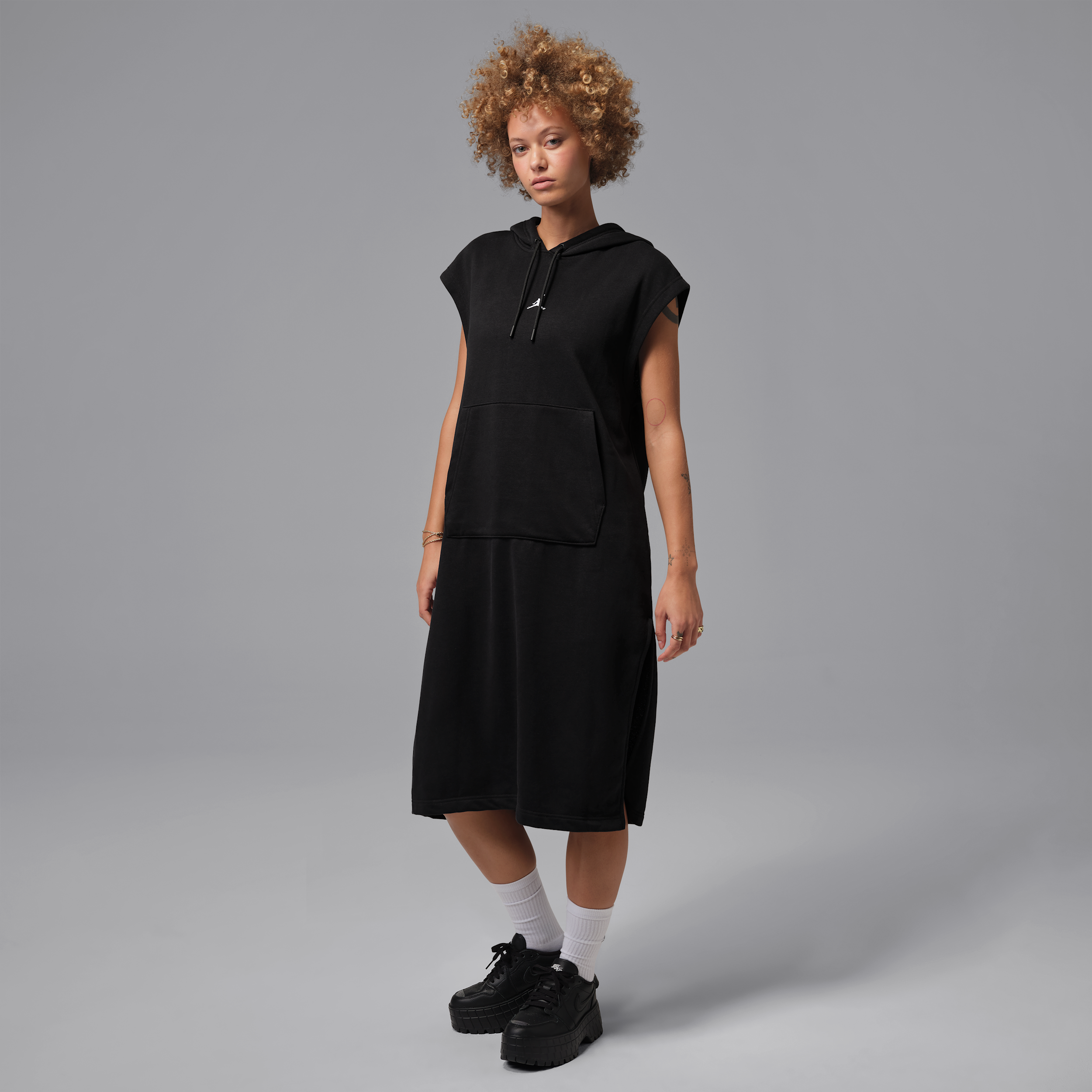 Women's Jordan Brooklyn Fleece Sleeveless Hooded Dress in Black | IF1057-010