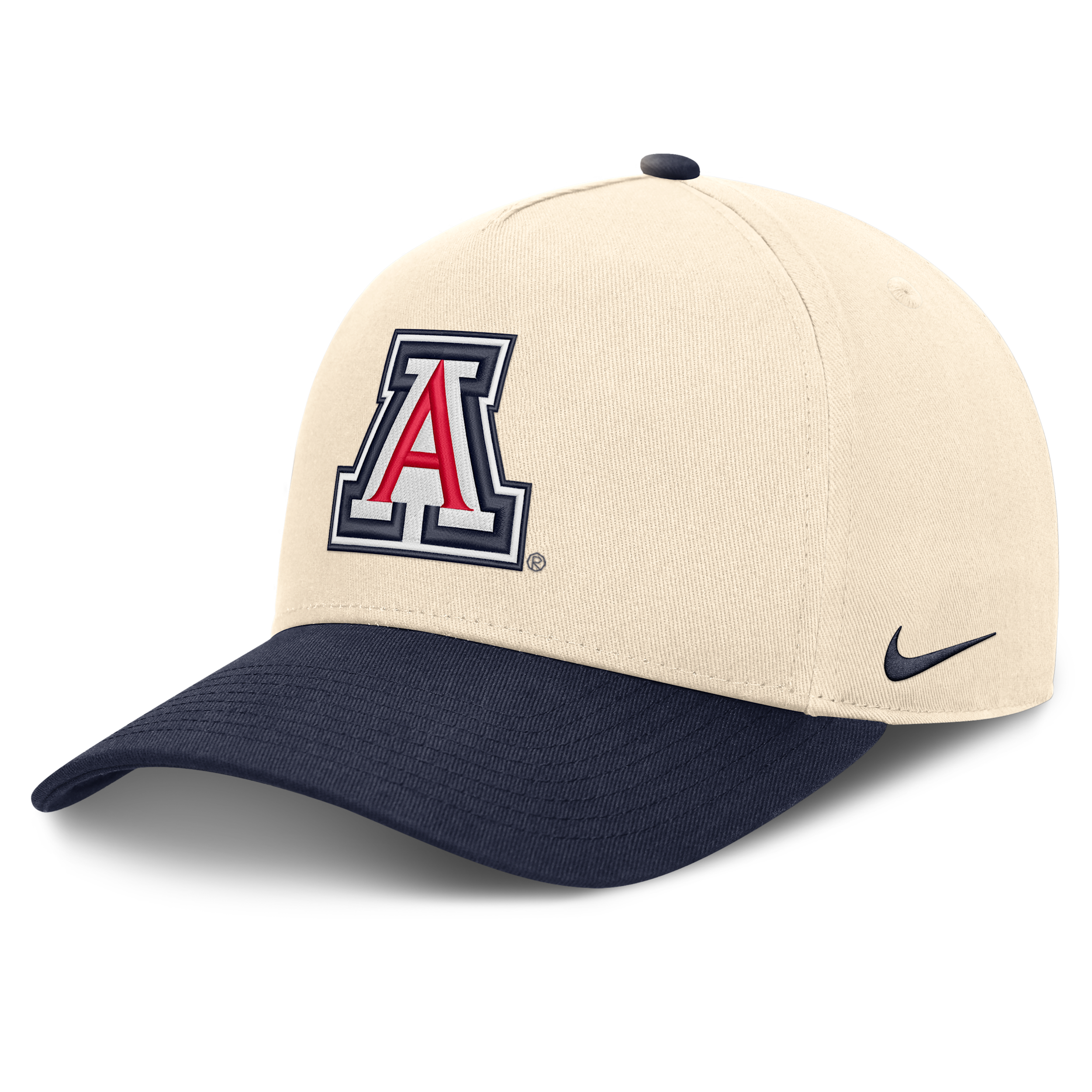 Nike Men's and Women's Natural/Navy Arizona Wildcats Campus Prep Rise Adjustable Hat - Natural, Navy