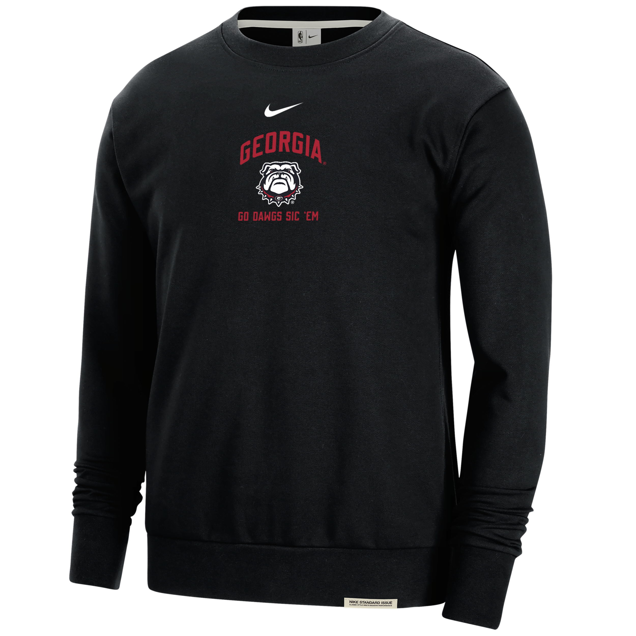 Nike Georgia Standard Issue  Men's College Fleece Crew-neck Sweatshirt In Black