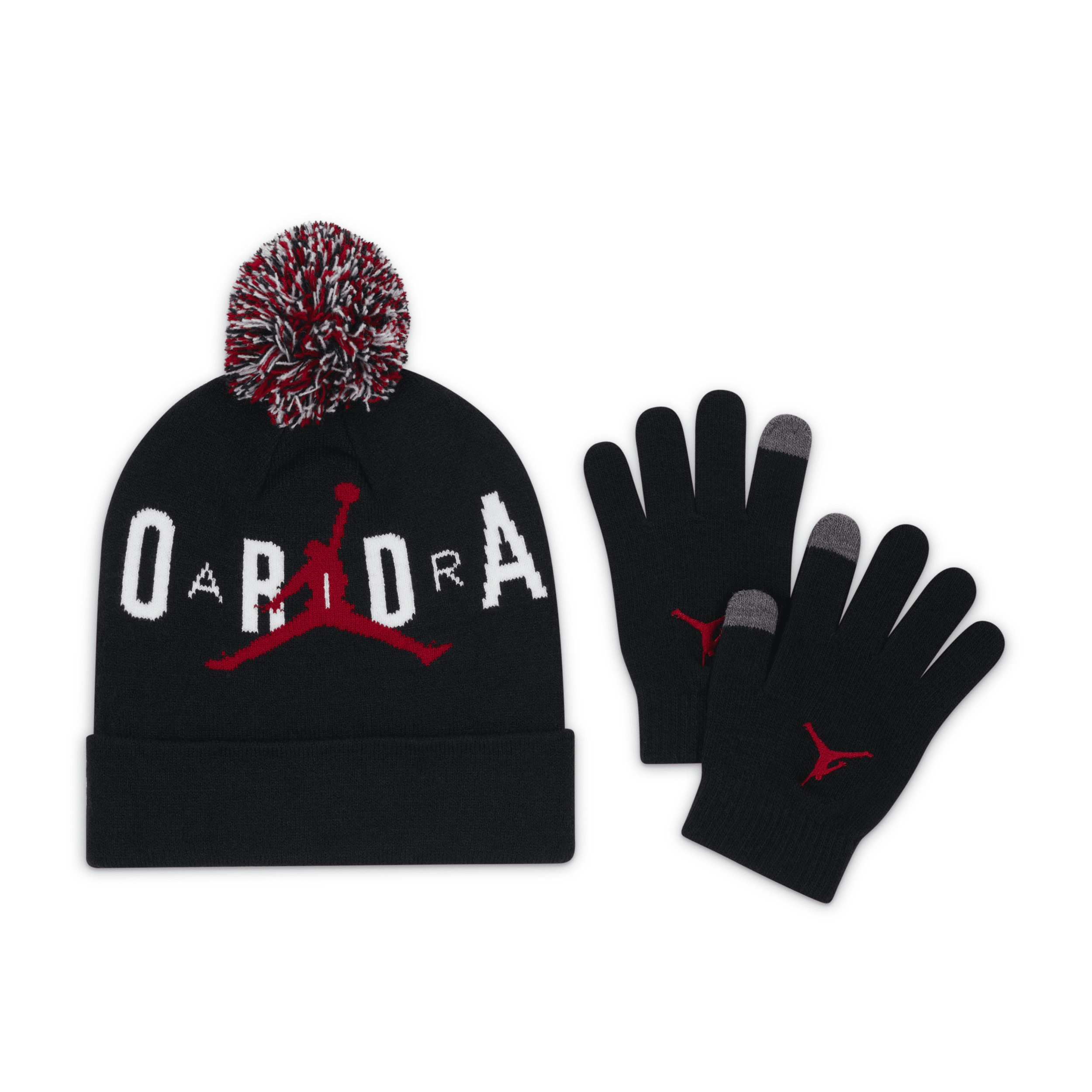 Jordan Big Kids' 2-Piece Pom Beanie Set in Black | 9A0869-023