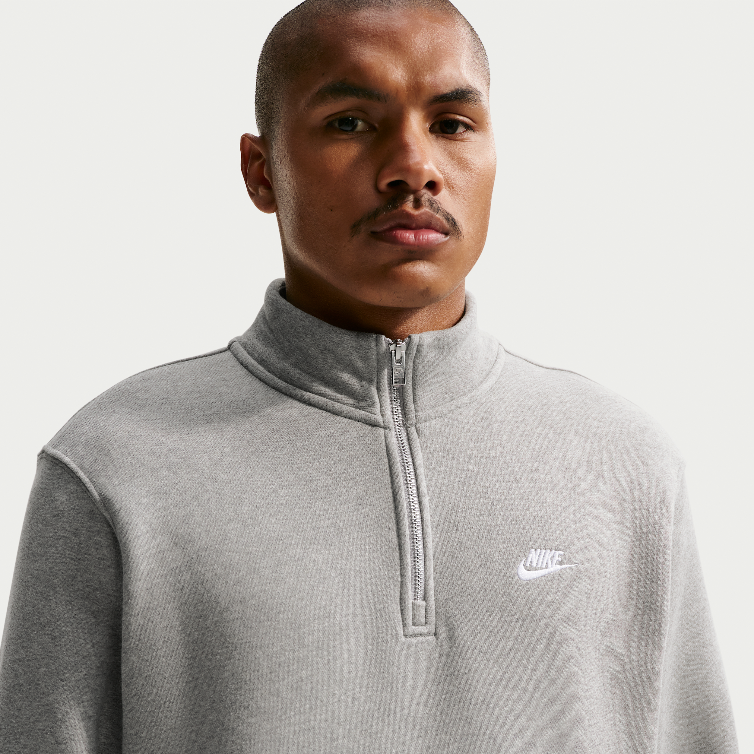 Men's Nike Sportswear Club 1/2-Zip Fleece Top in Grey | FN3864-063