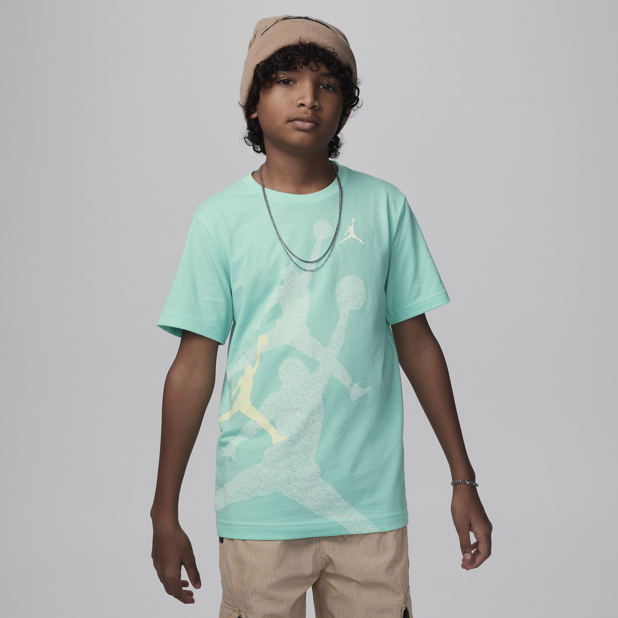 Shop Jordan Big Kids' Gradient Stacked Jumpman T-shirt In Green