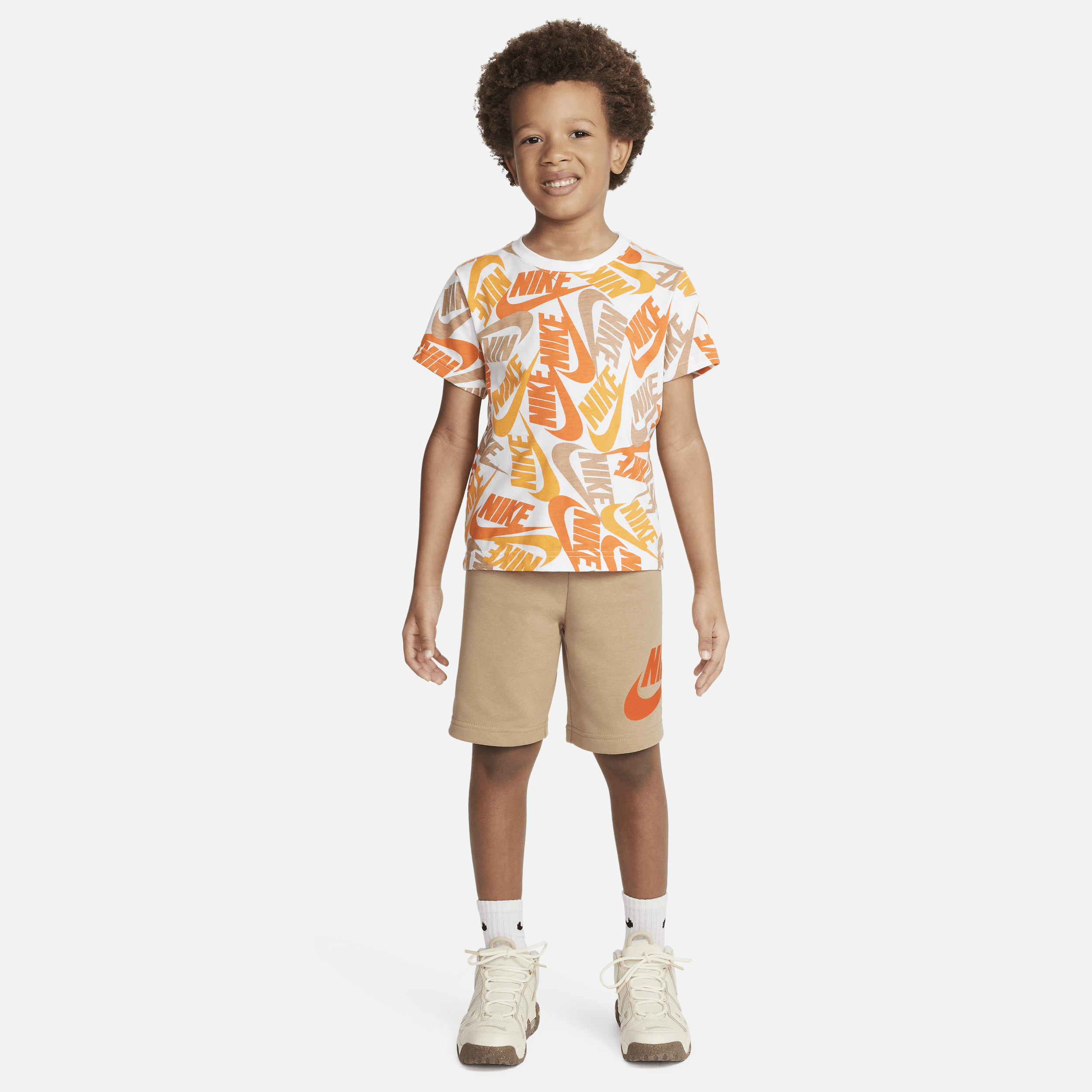 Shop Nike Sportswear Little Kids' Futura Toss Shorts Set In Brown