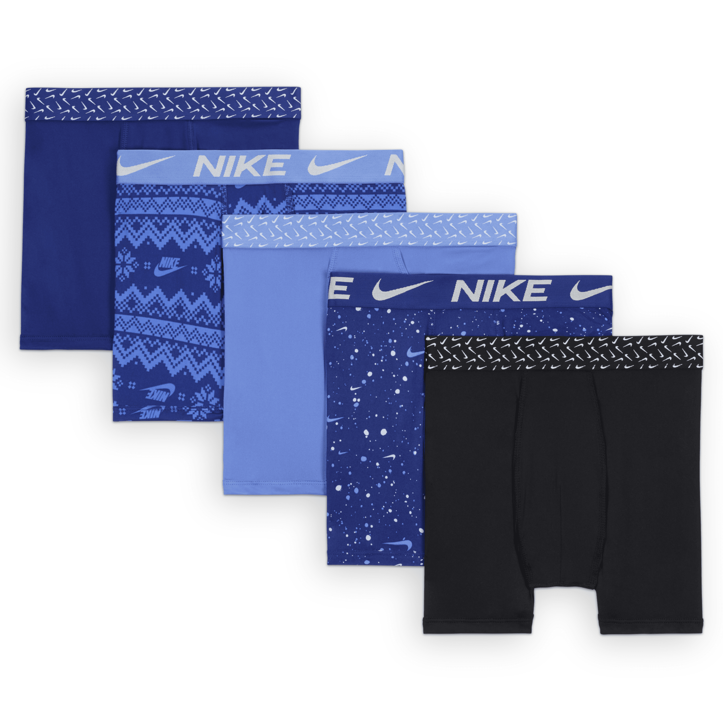 Nike Big Boys Dri-fit Polyester Color Holiday Briefs Underwear, 5-pack In Blue