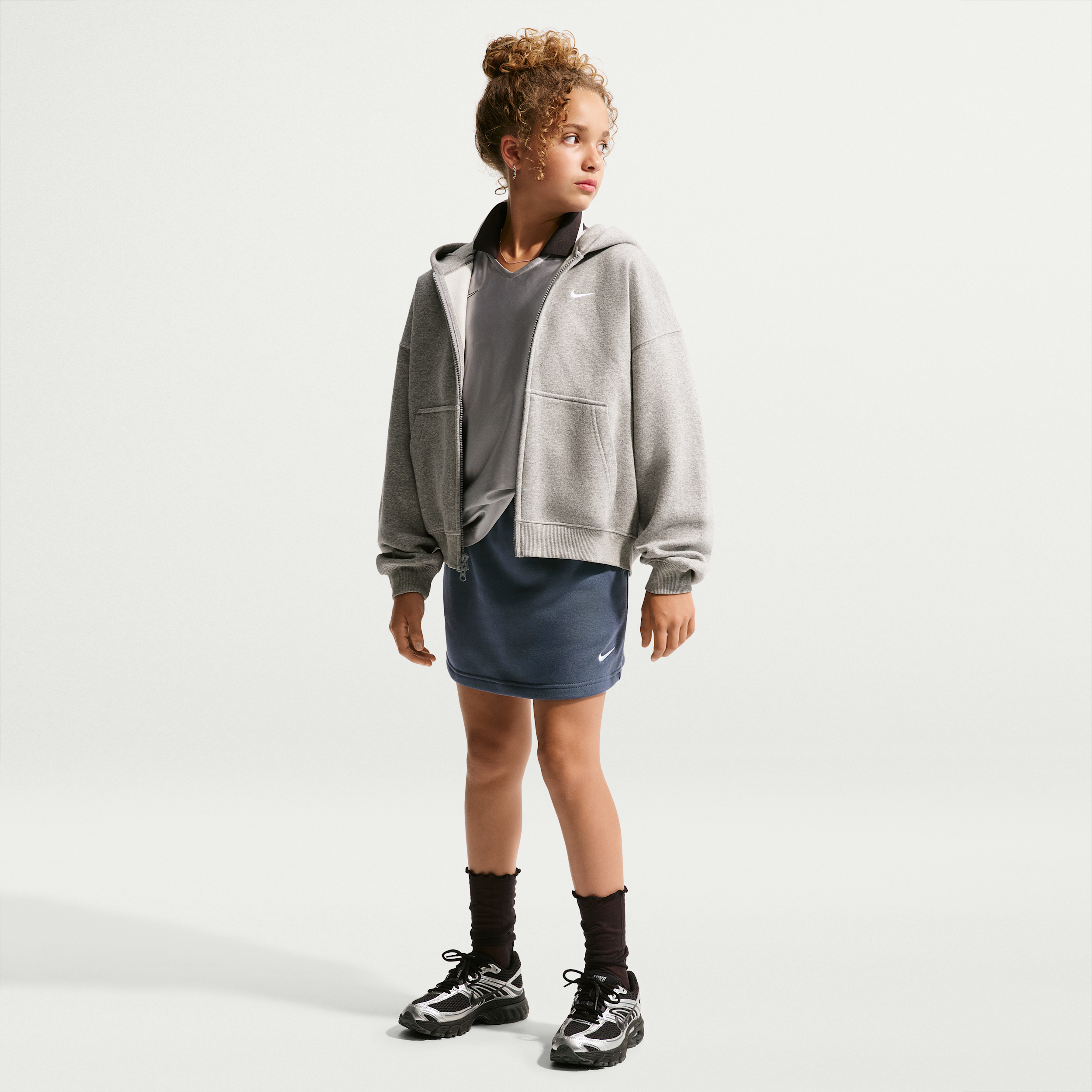 Nike Sportswear Studio Fleece Big Kids' (Girls') French Terry Skirt in Blue | IM5364-437