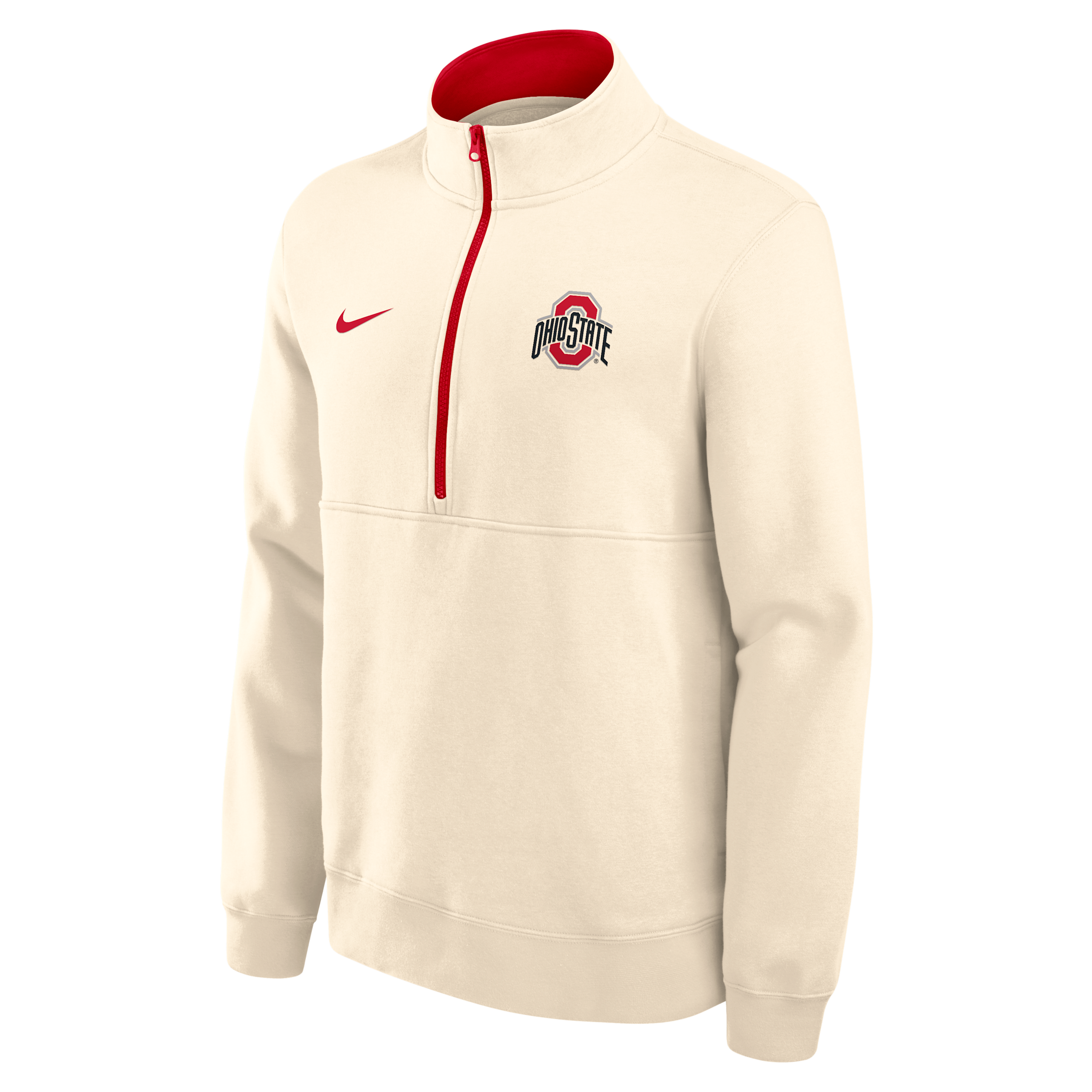 Nike Men's Cream Ohio State Buckeyes Primetime Club Fleece Half-Zip Pullover Sweatshirt - Cream, Scarlet