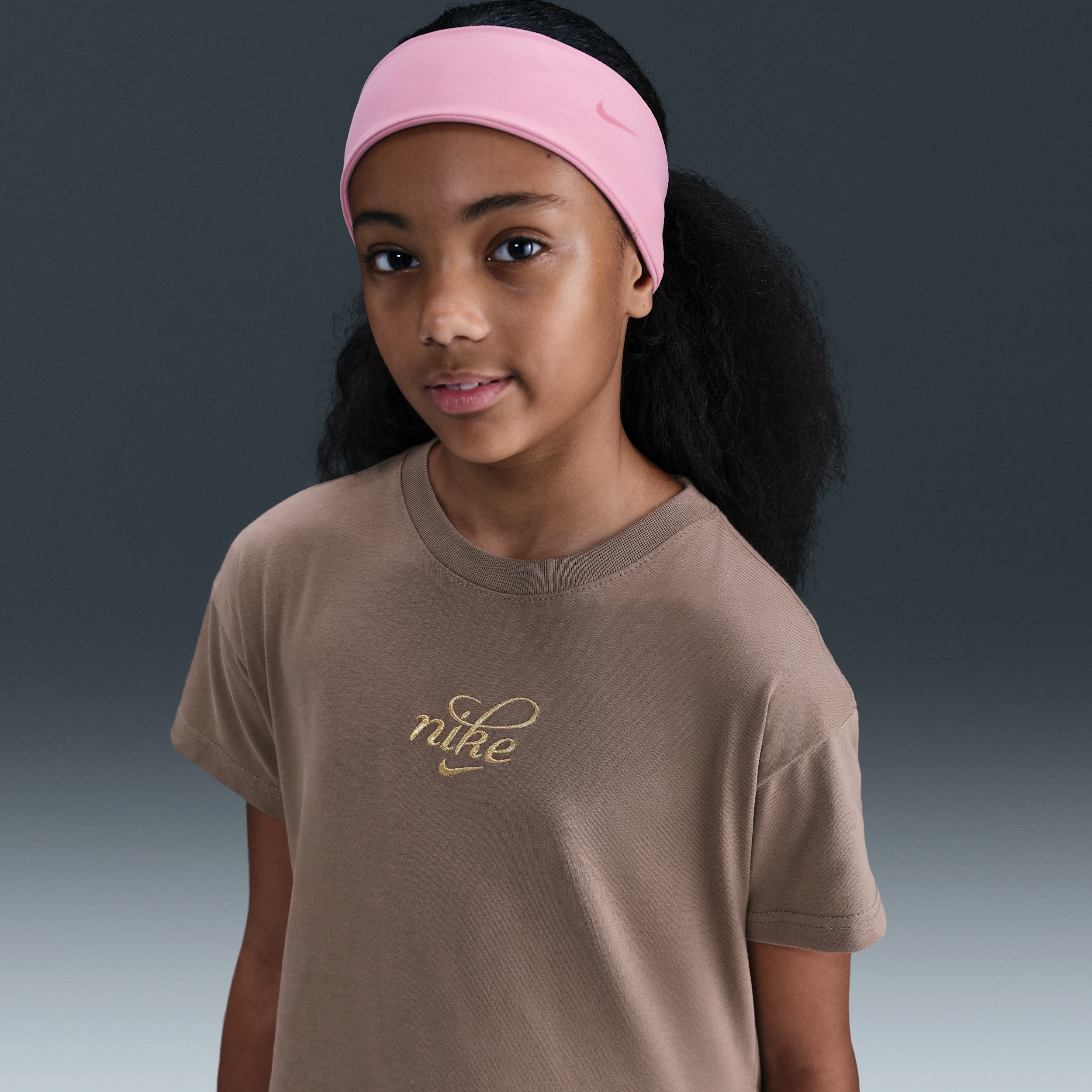 Nike Sportswear Big Kids' (Girls') T-Shirt in Brown | IF2109-214