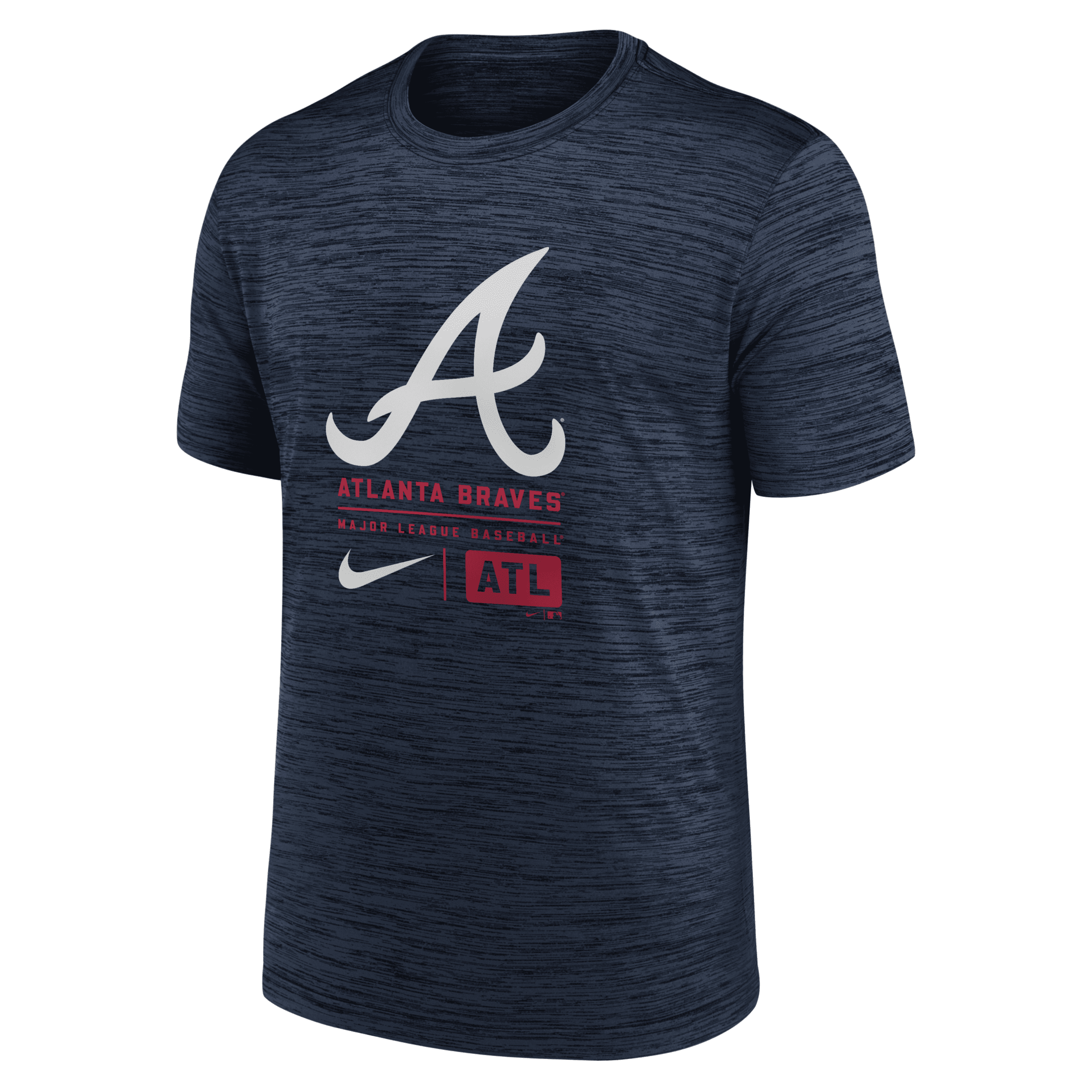 Nike Atlanta Braves Large Logo Velocity  Men's Mlb T-shirt In Blue
