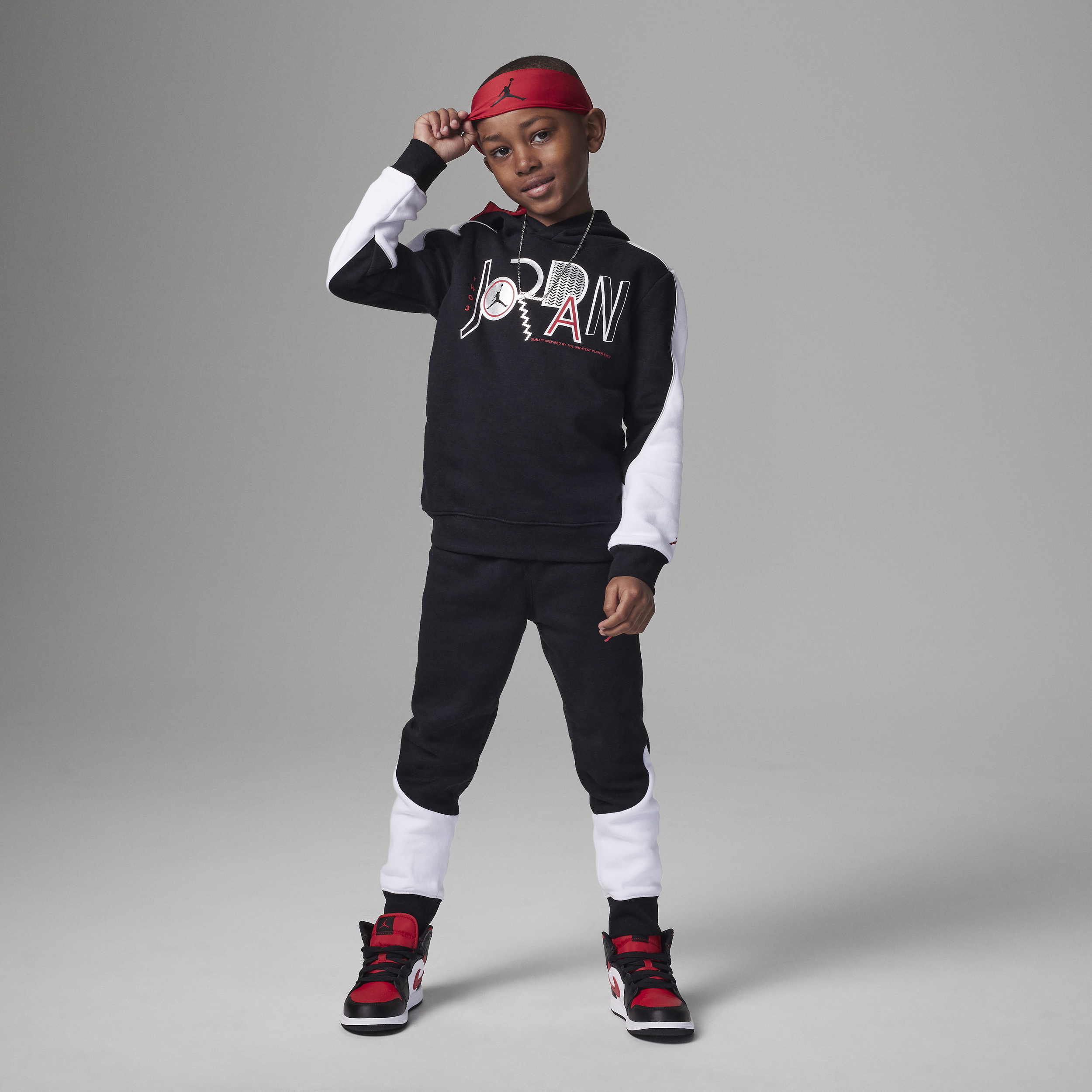 Jordan Big Kids' Pullover Hoodie And Pants Set In Black