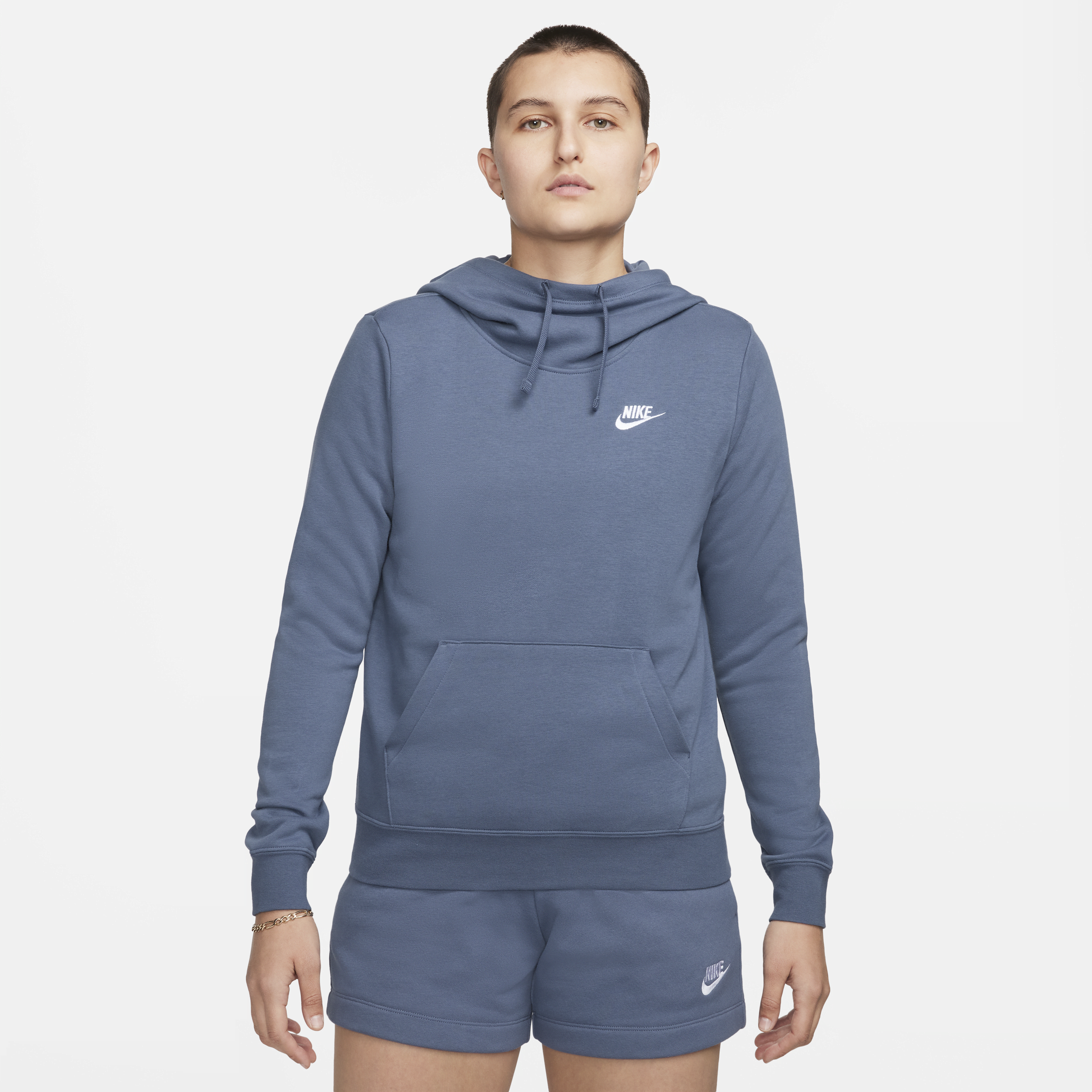 Nike Women's  Sportswear Club Fleece Funnel-neck Hoodie In Blue