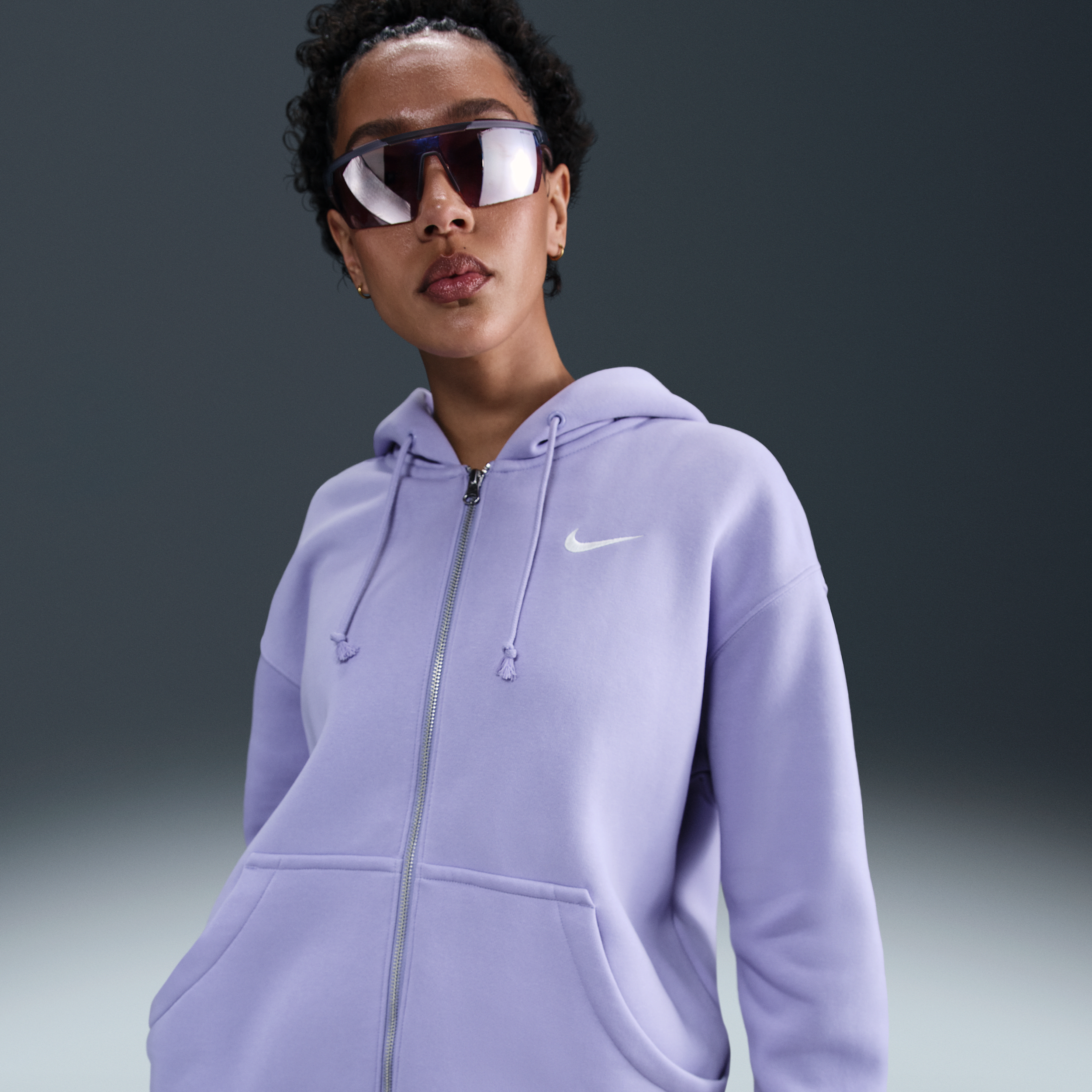 Nike Women's Sportswear Phoenix Fleece Oversized Full-zip Hoodie In Purple