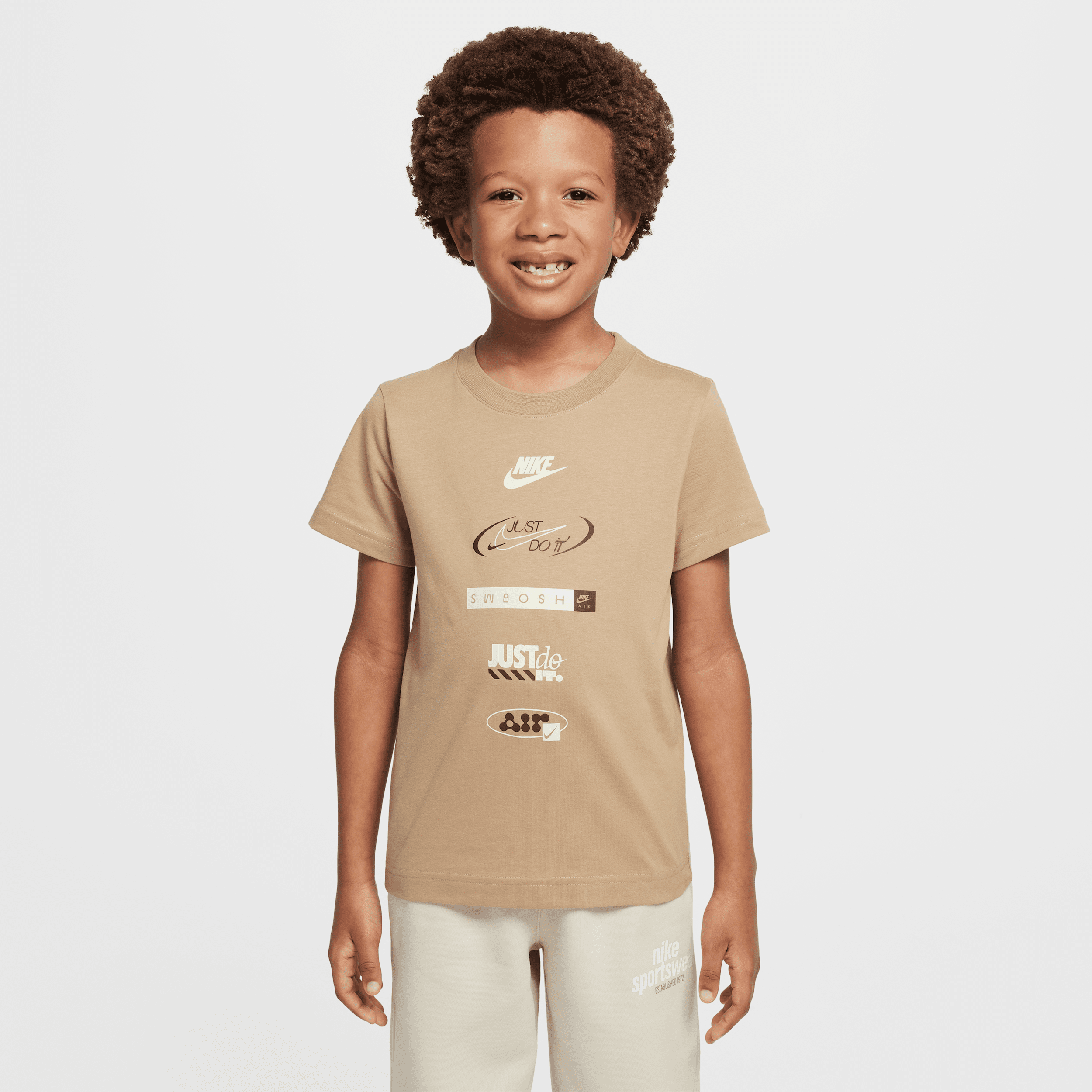 Nike Little Kids' Brandmark Stack T-shirt In Brown