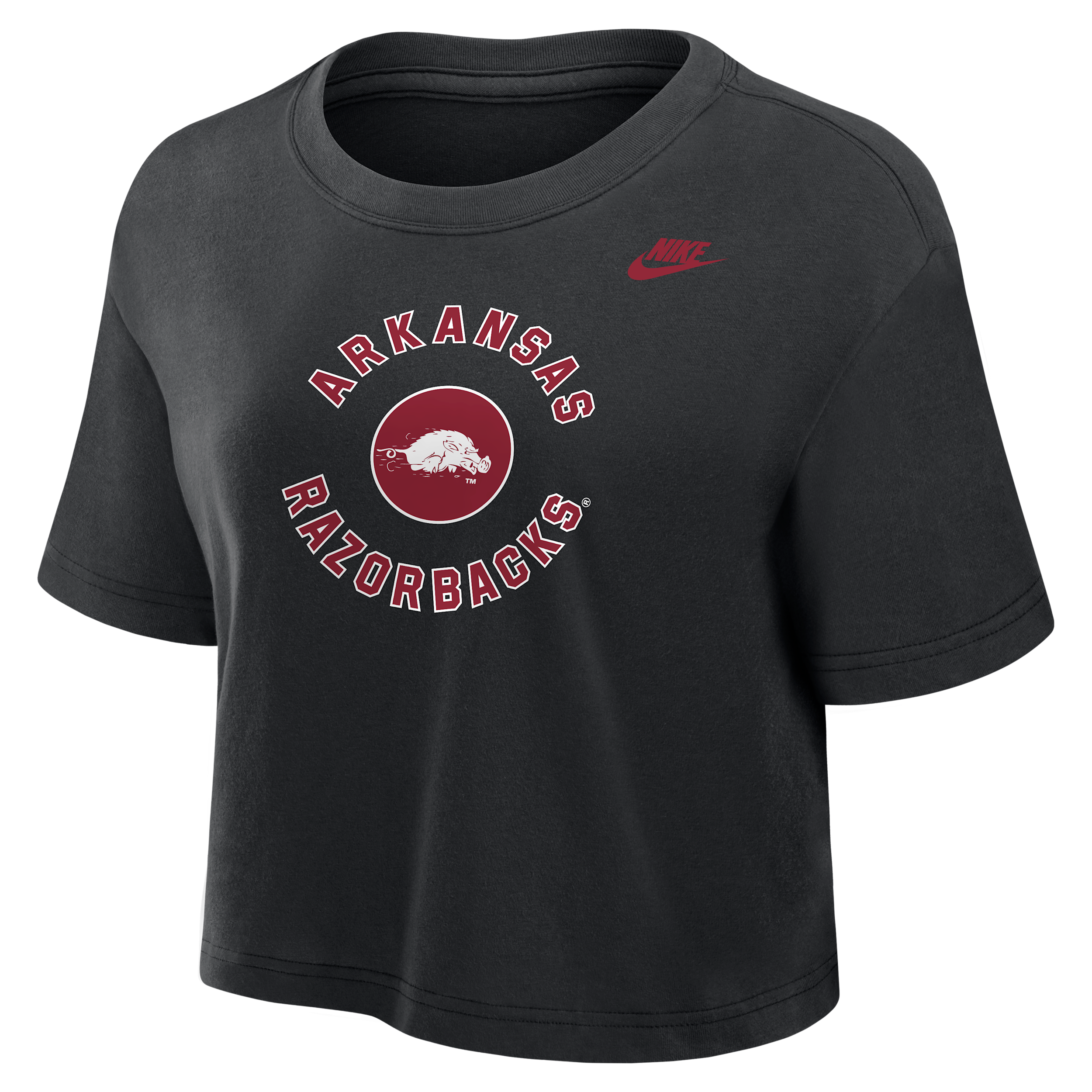 Arkansas Razorbacks Nike Women's Dri-FIT Cropped T-Shirt in Black | W11840P404ARKS-BLK